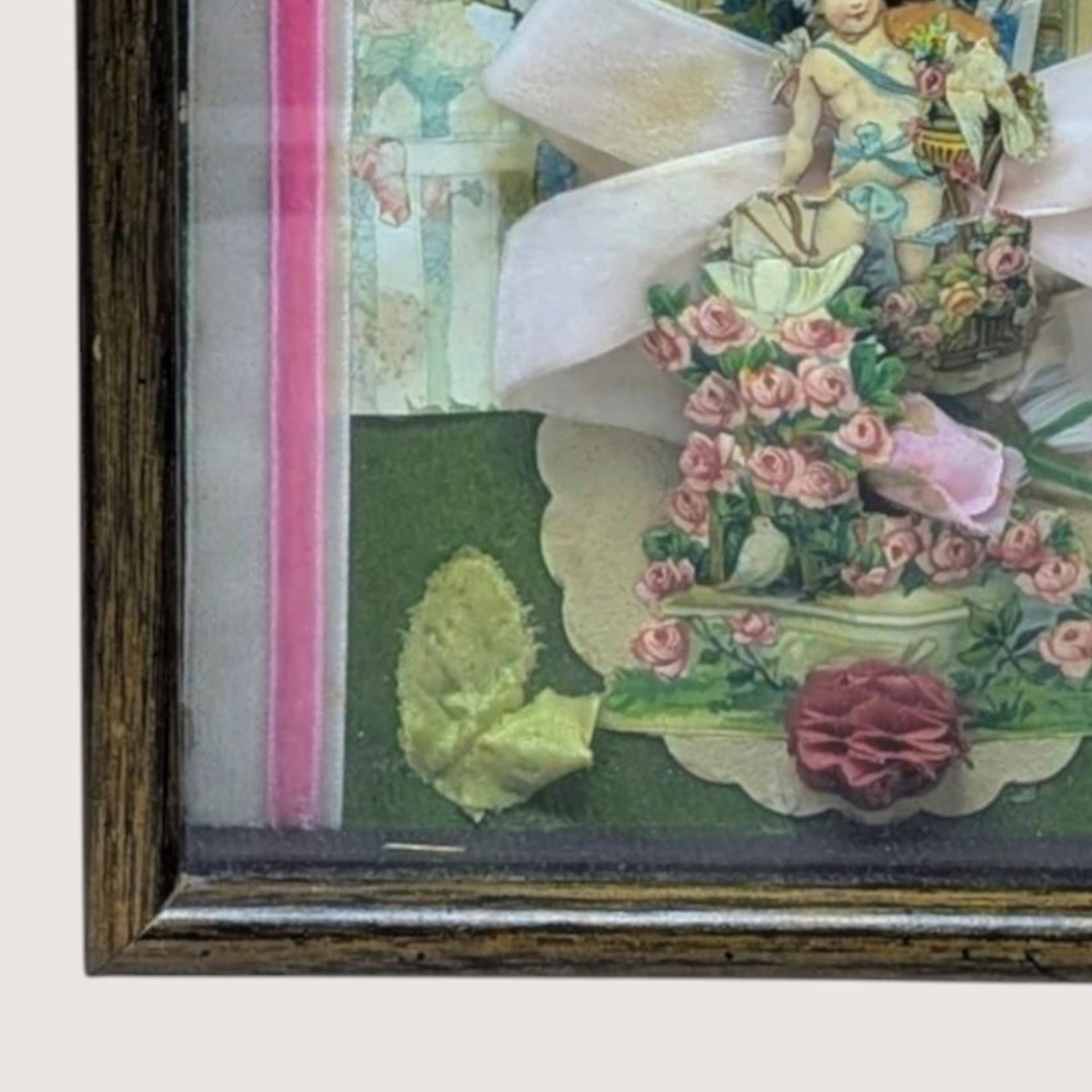 Vintage Framed Valentine Shadow Box Collage Art