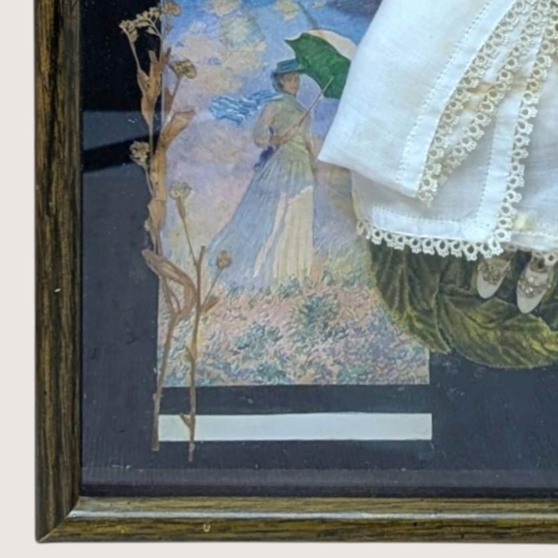 Vintage Framed Jontue Perfume Shadow Box Collage Art