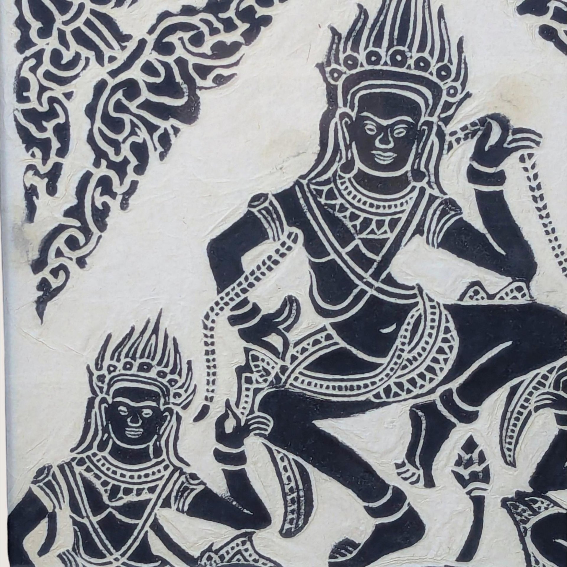 Mid-Century Cambodian Rice Paper Rubbing Wall Art