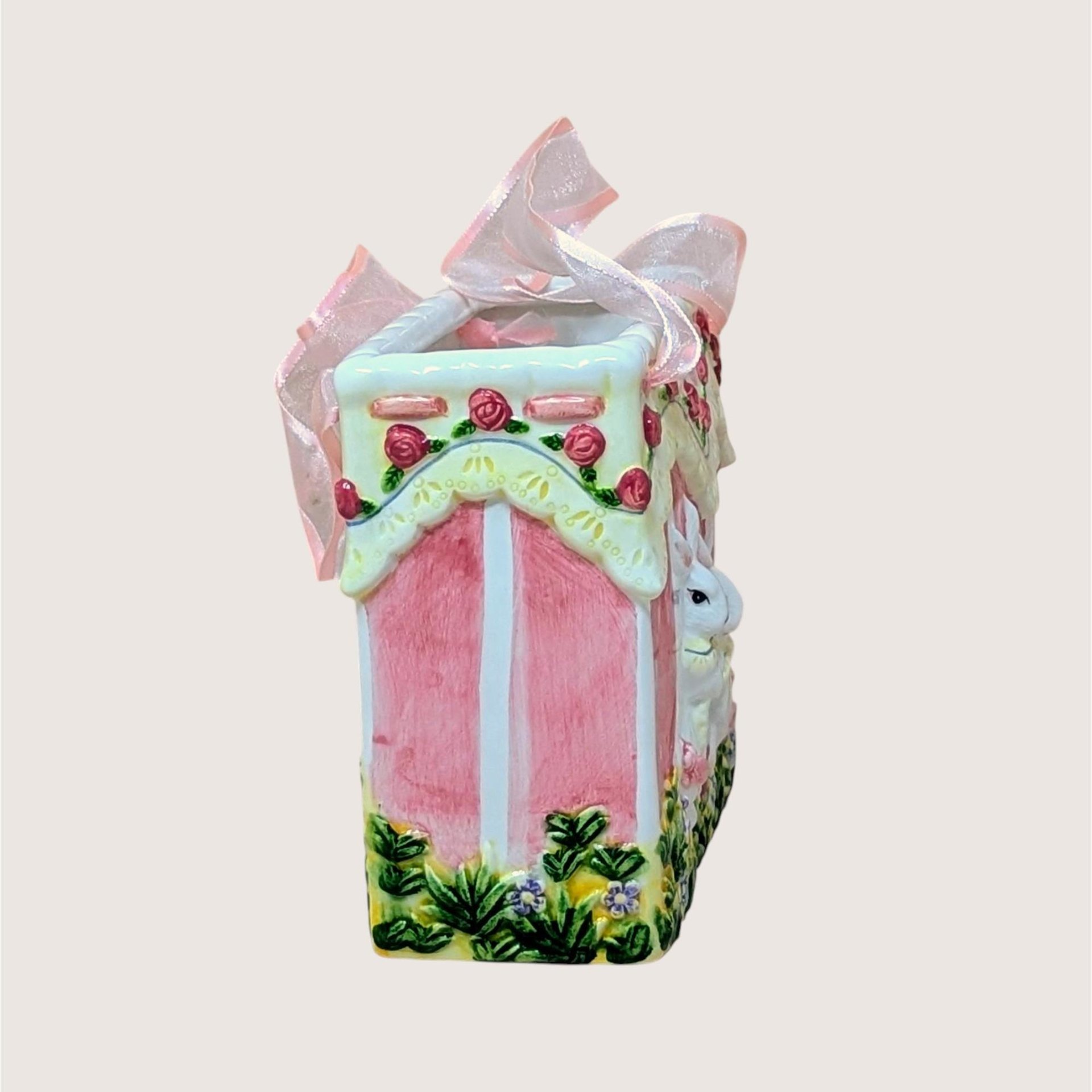 1980s Ceramic Bunny Bag Vase