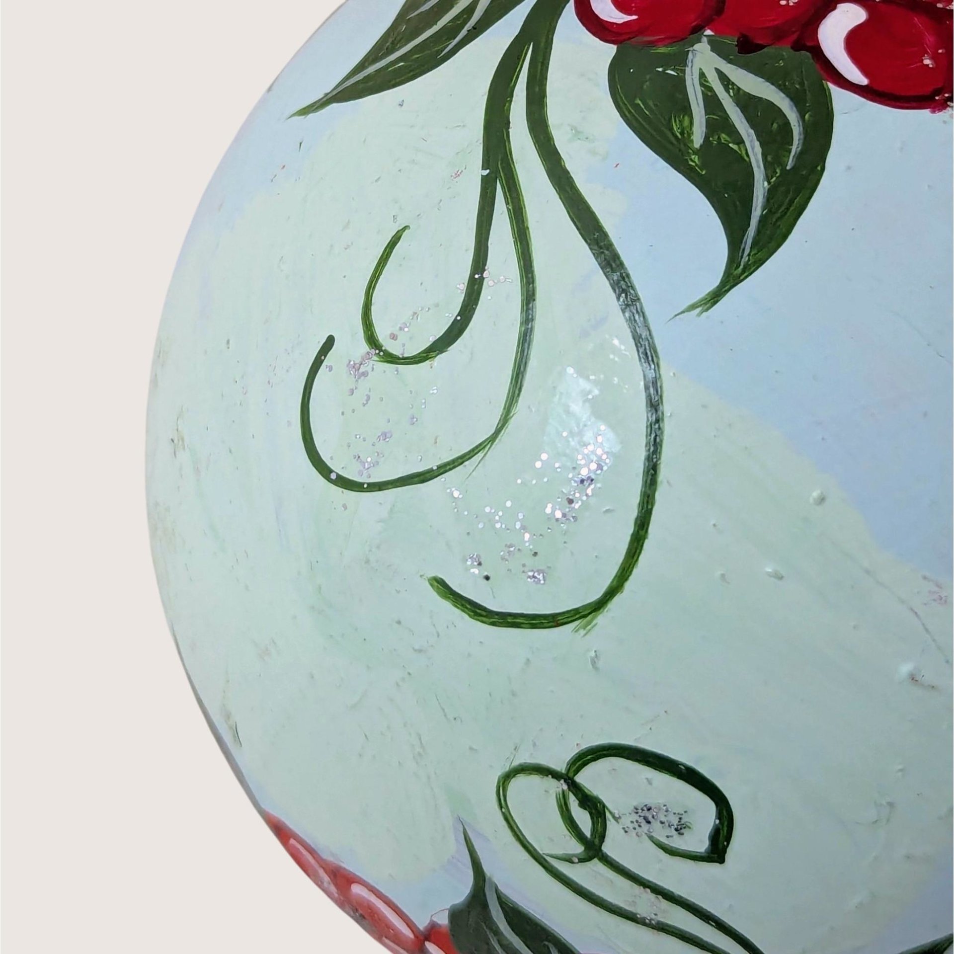 Vintage Hand-Painted Baltimore Oriole Glass Ornament 