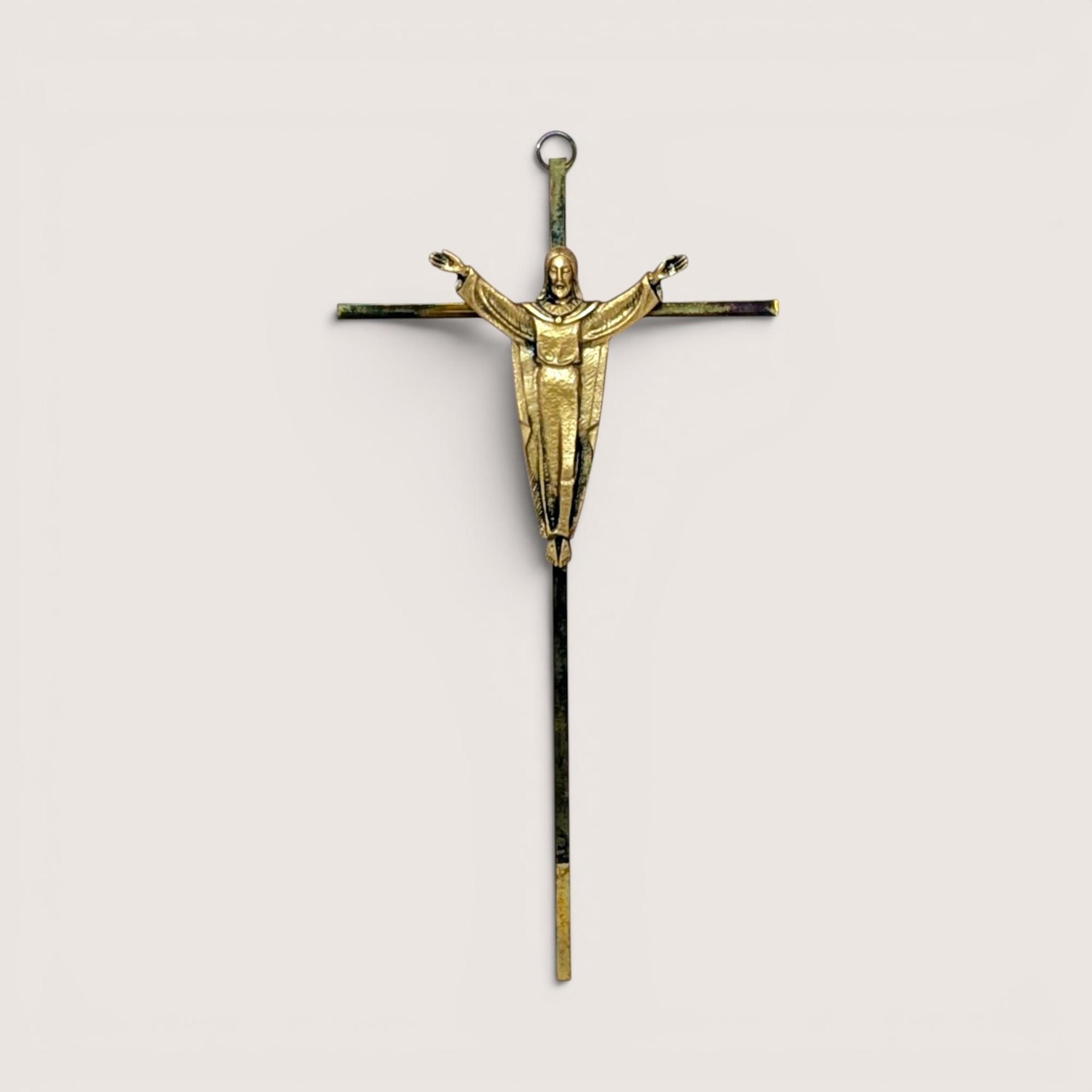 Vintage Modernist Metal Crucifix Wall Hanging