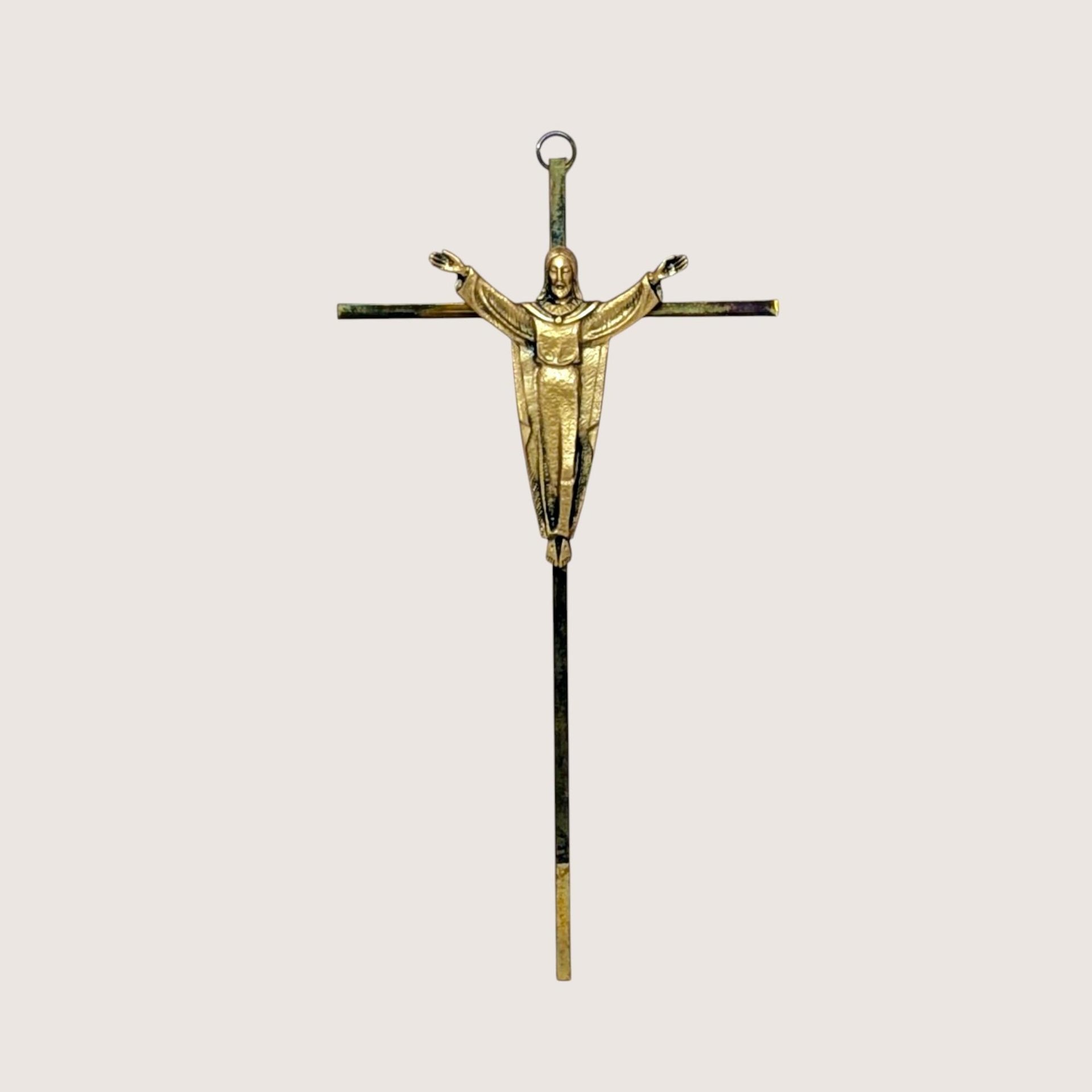 Vintage Modernist Metal Crucifix Wall Hanging