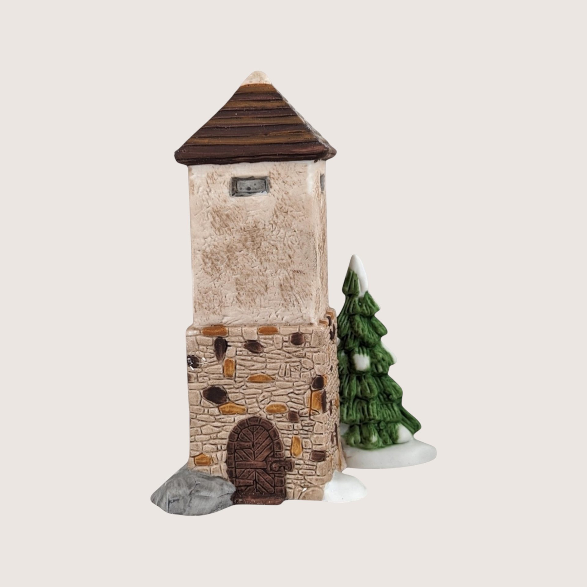 1980s Department 56 Porcelain Silo Hayshed Village Figures