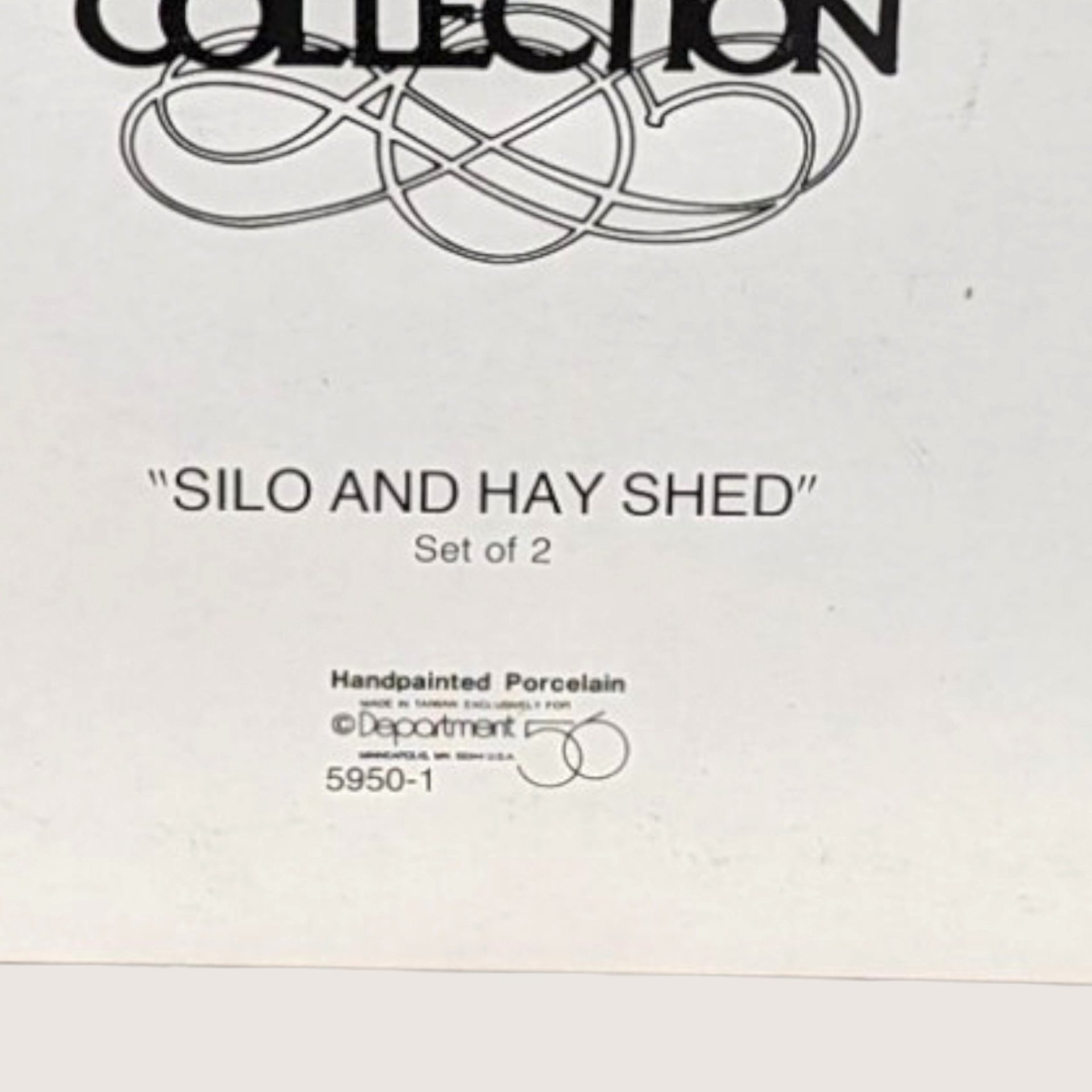 1980s Department 56 Porcelain Silo Hayshed Village Figures
