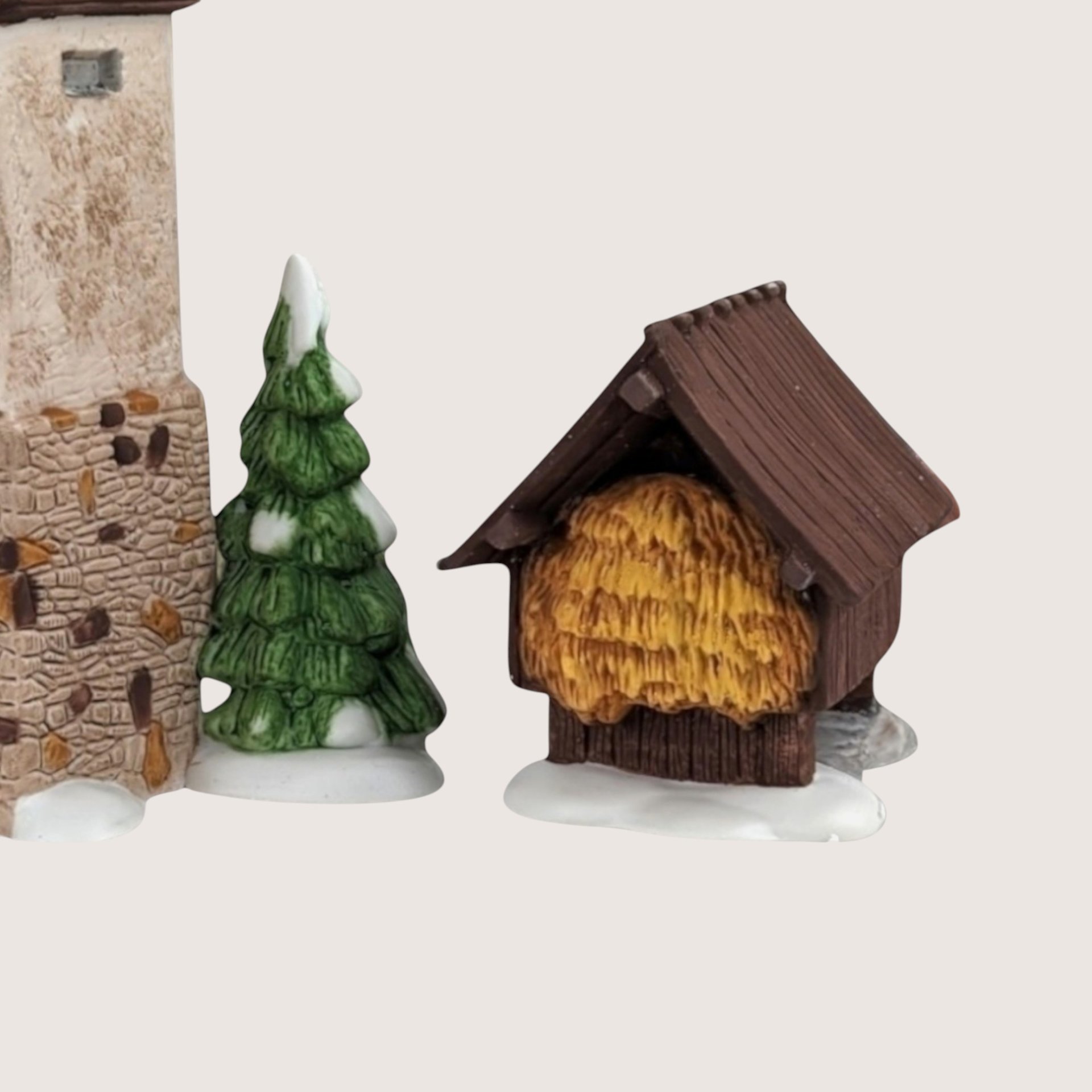 1980s Department 56 Porcelain Silo Hayshed Village Figures