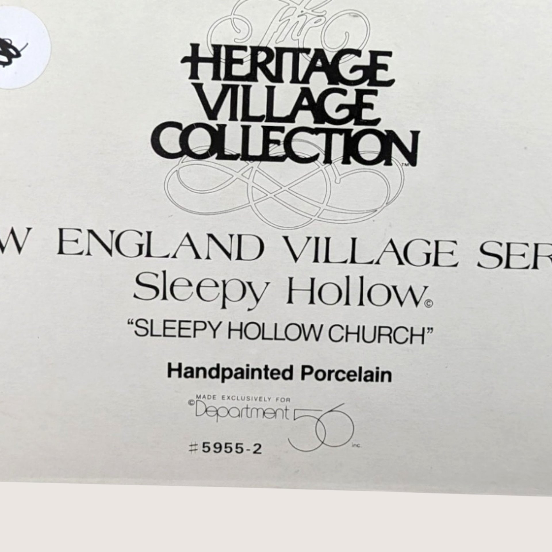 1990s Dept 56 Porcelain Sleepy Hollow Church New England Holiday Village
