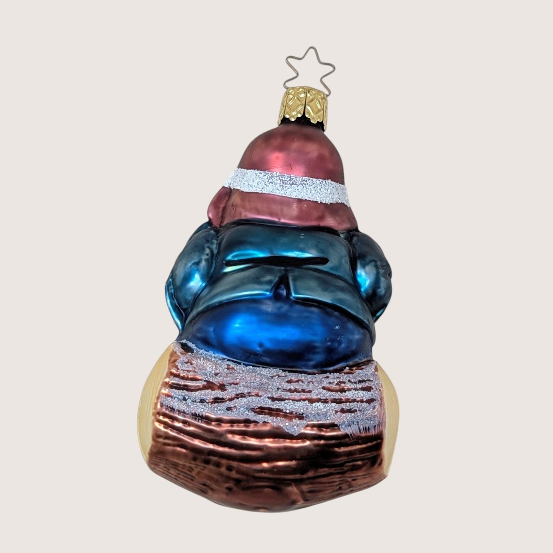Merck Family Gnome on Log Ornament