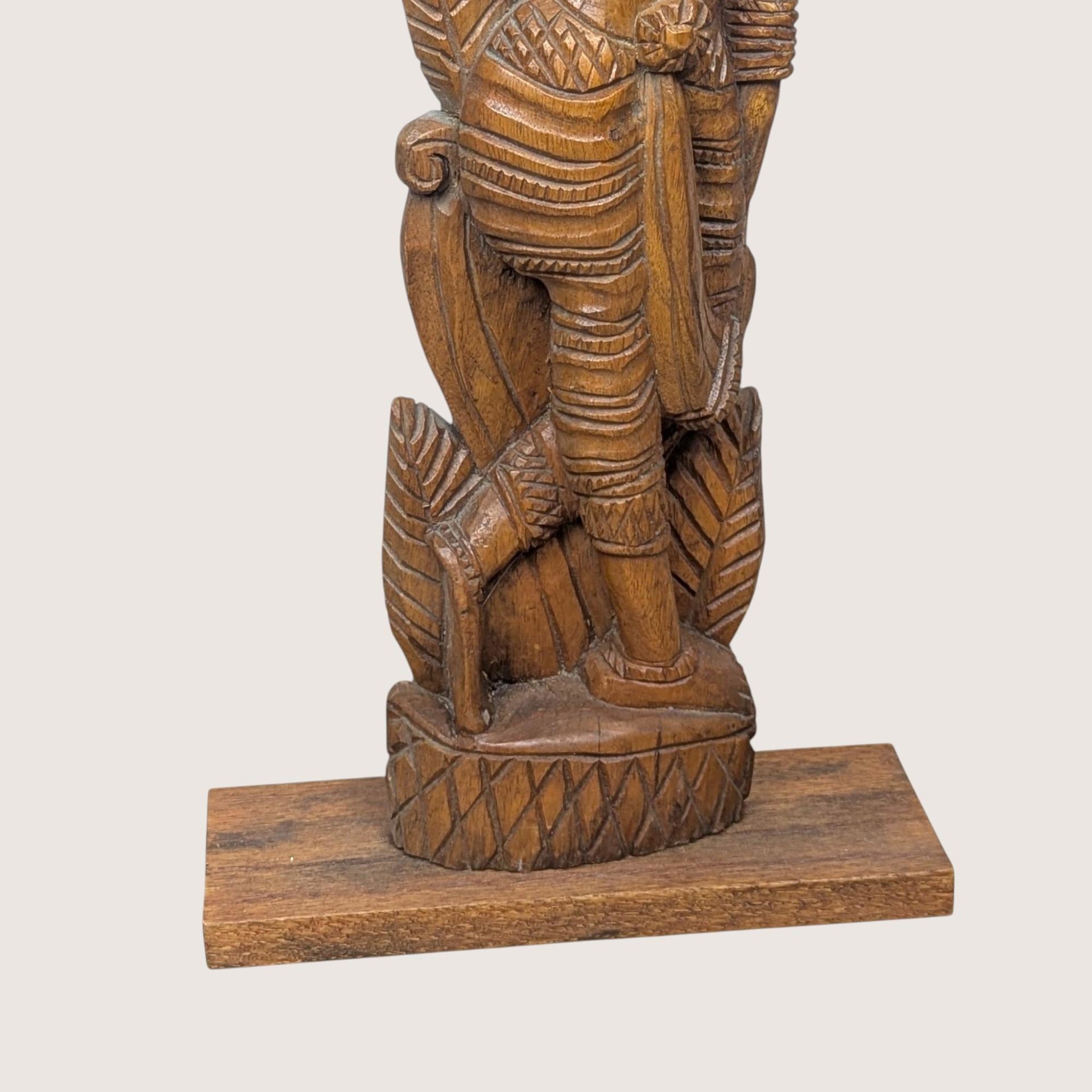 1970s Ornate Hand Carved Wood Balinese Woman Statue