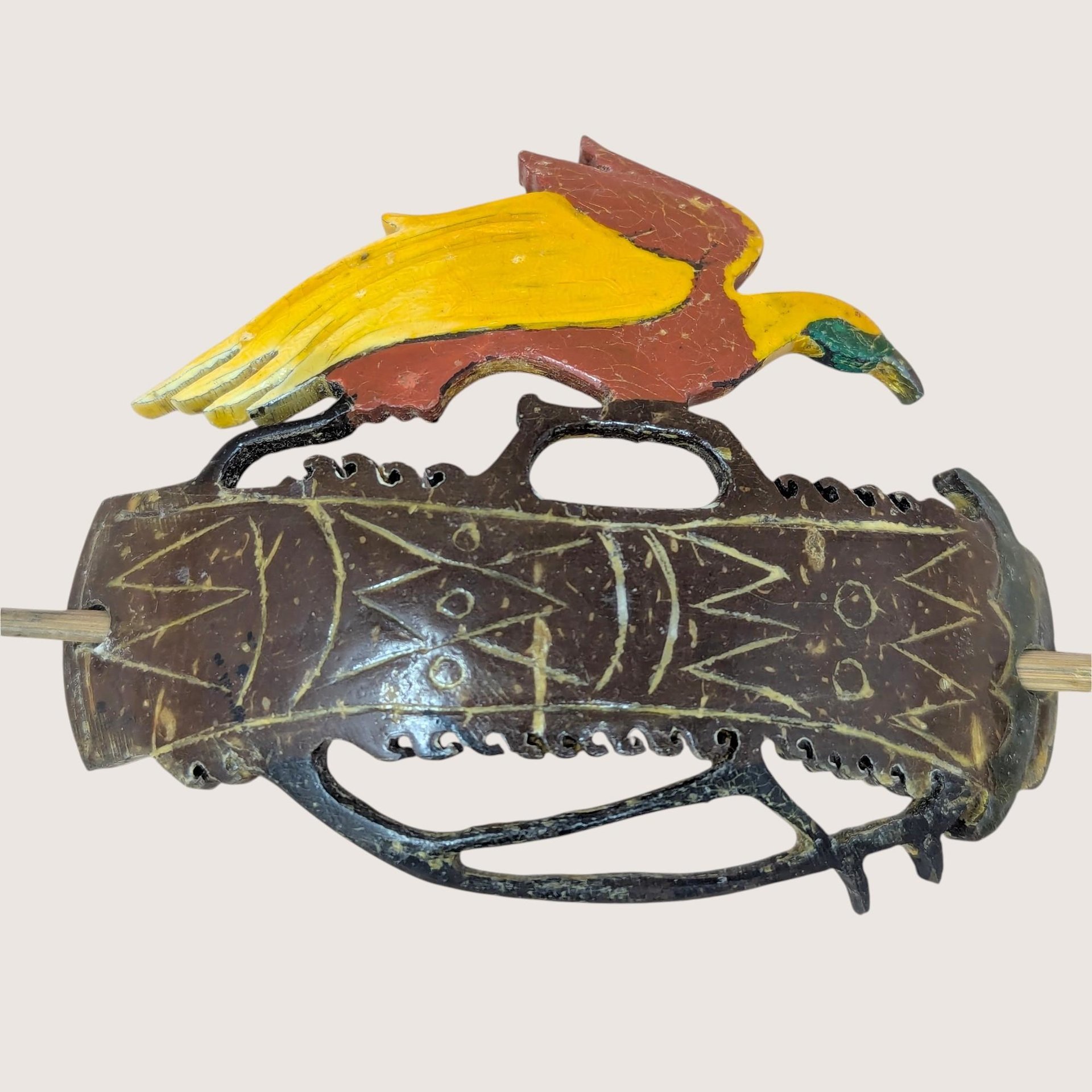 Vintage Hand-Carved Wood Bird Hair Slide