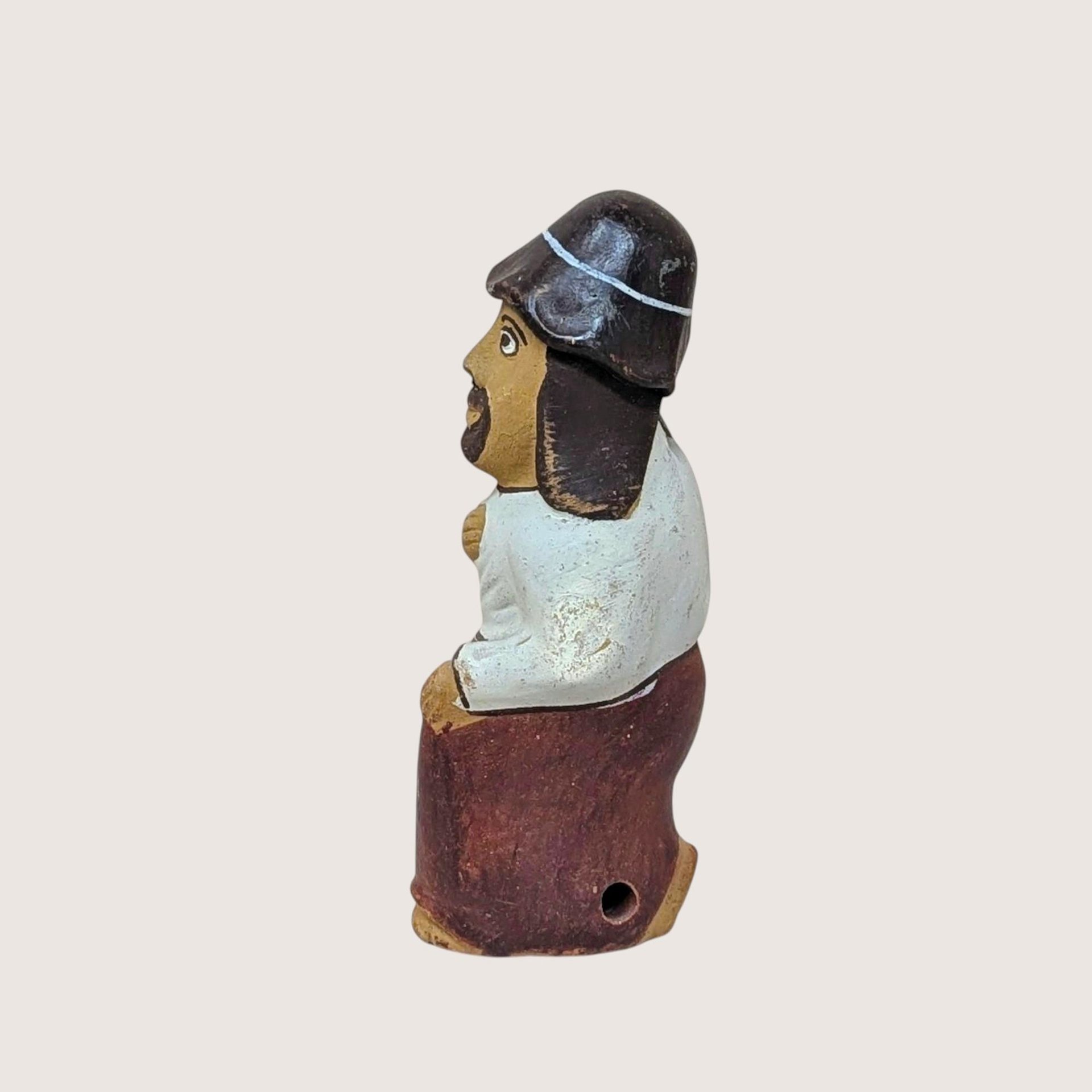 1990s Hand-Painted Clay Man Whistle