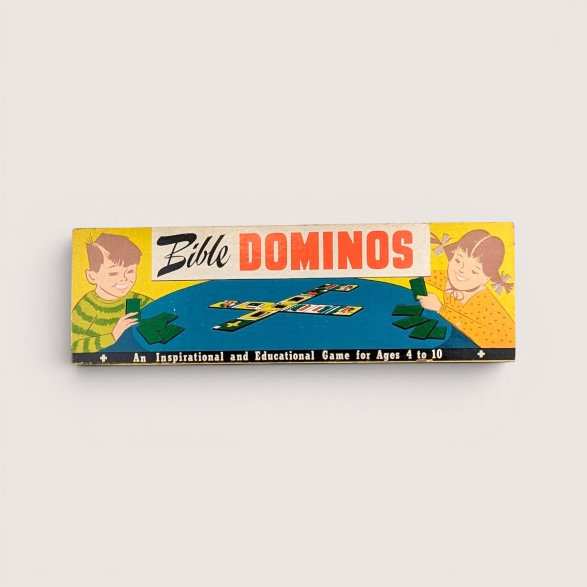 Authentic 1960s vintage cardboard Bible Dominos game, by Warner Press.