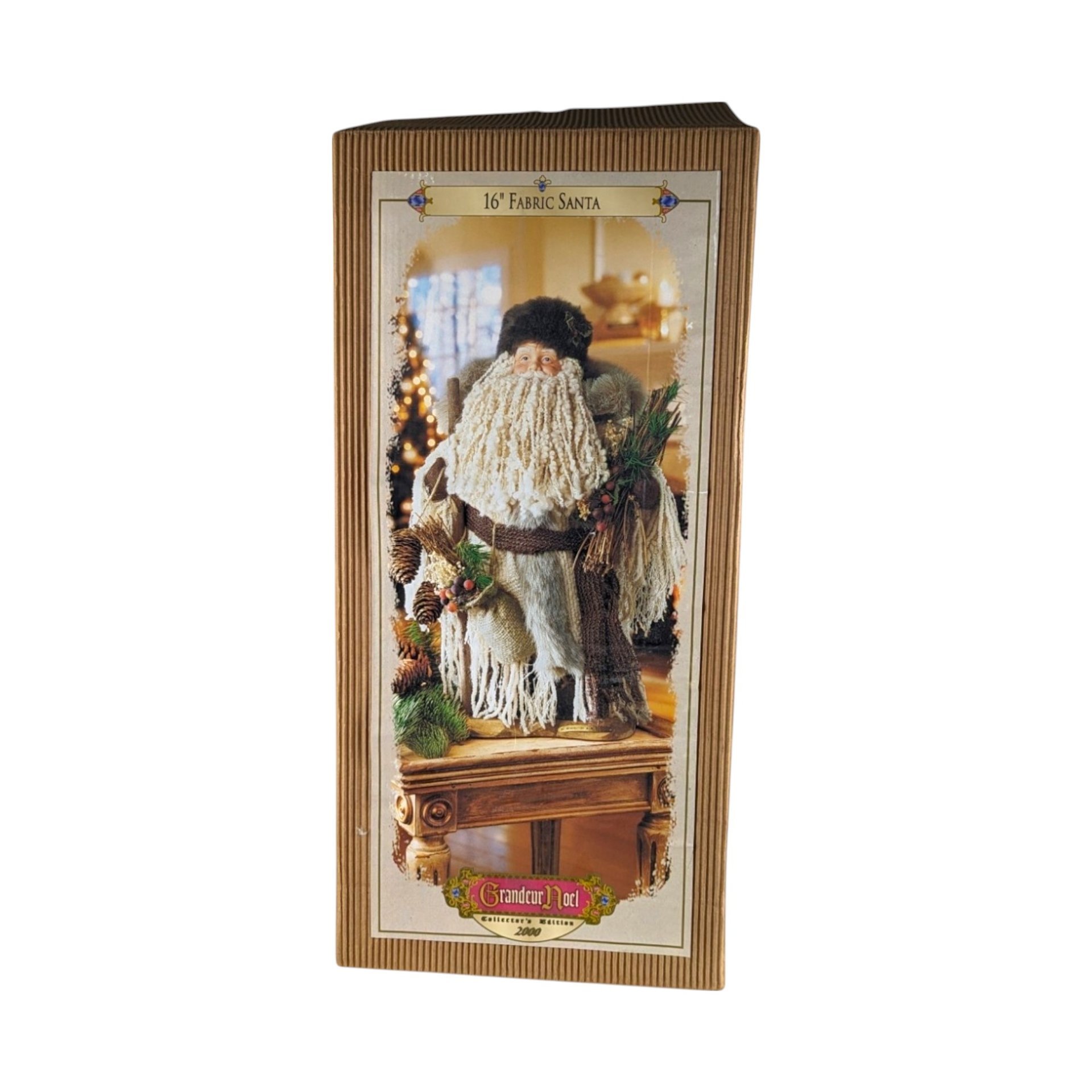 2000 Grandeur Noel Fabric Santa Figurine – Victorian Style Faux Fur Christmas Decor