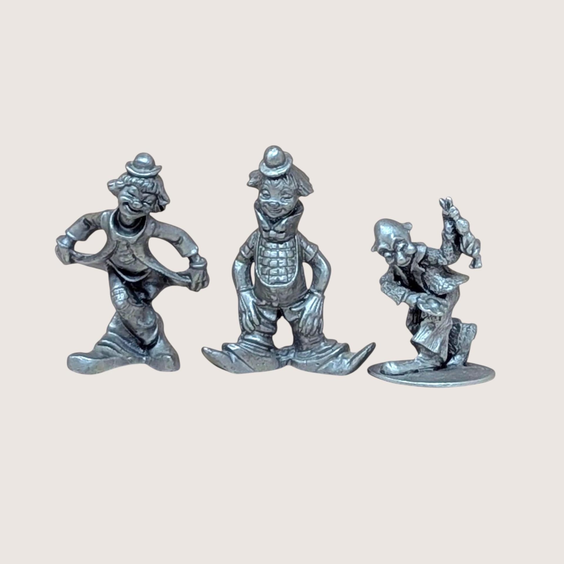 1980s Pewter Clown Figurine Set 