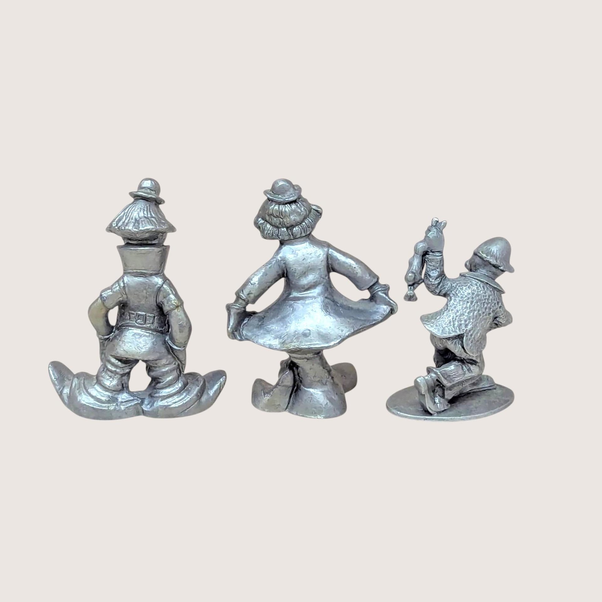1980s Pewter Clown Figurine Set 