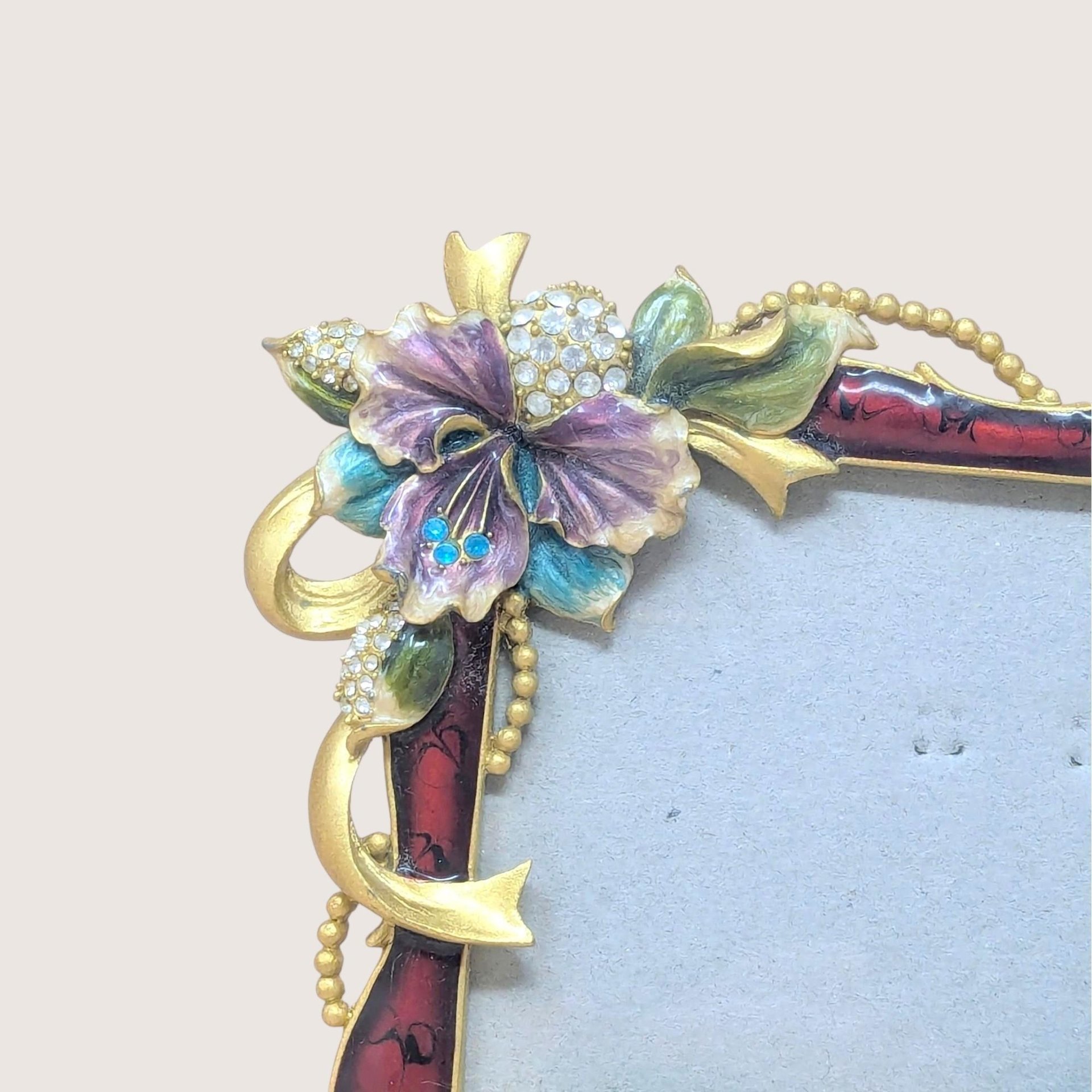 Vintage Jeweled High Heel Enamel Photo Frame 