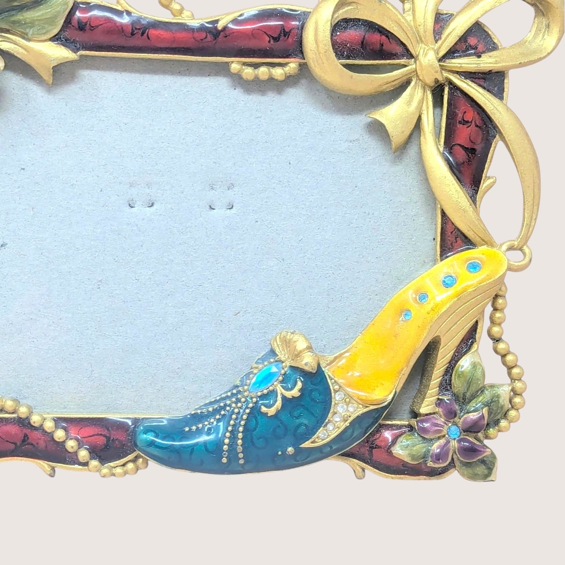 Vintage Jeweled High Heel Enamel Photo Frame 