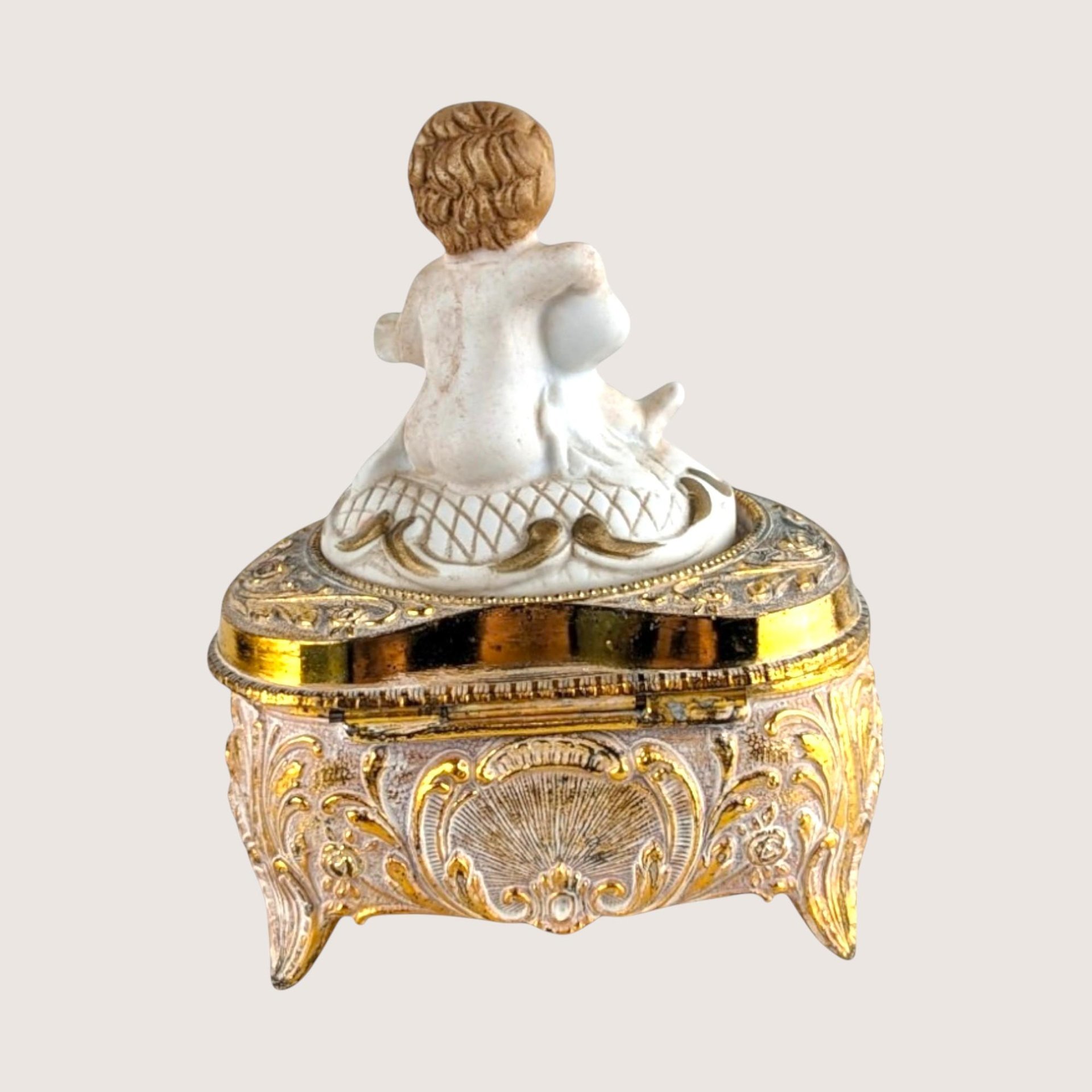 Vintage Gilt Cherub Trinket Box 