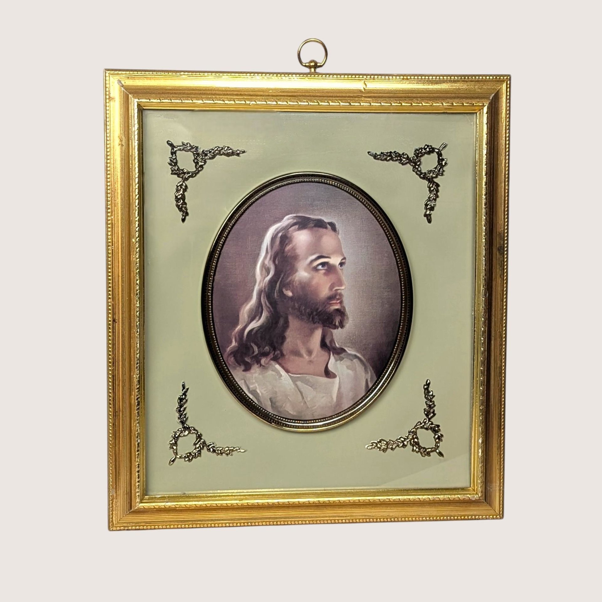 1950s Turner Framed Head of Christ Portrait Print