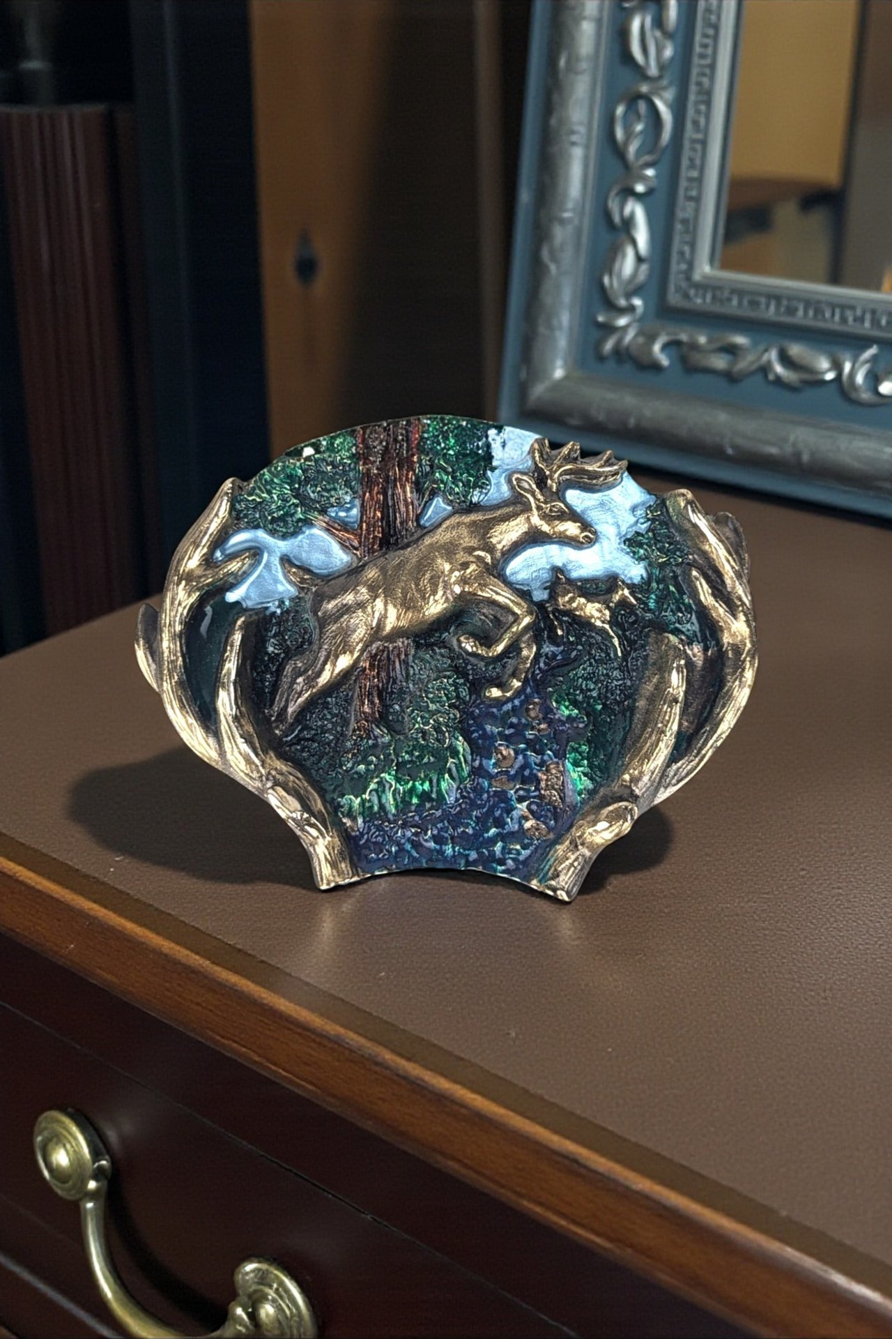 1982 Leaping Buck and Doe Belt Buckle