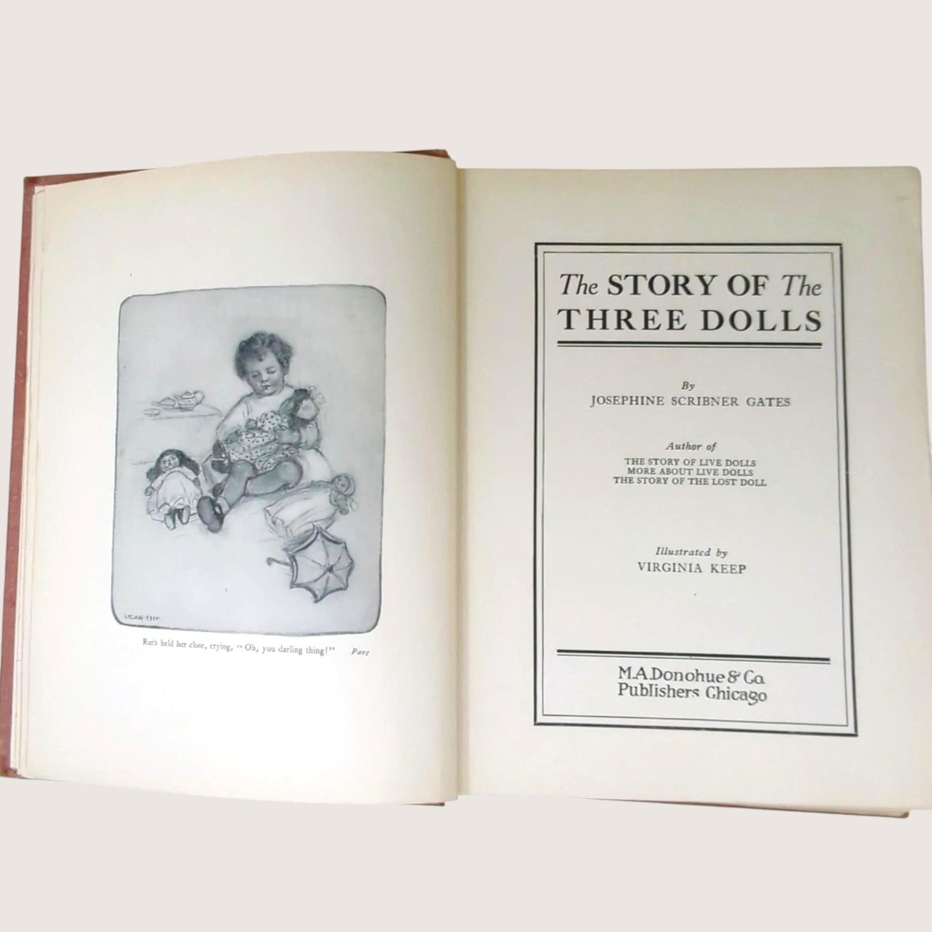 1905 The Story of the Three Dolls Josephine Scribner Gates Hardcover Book