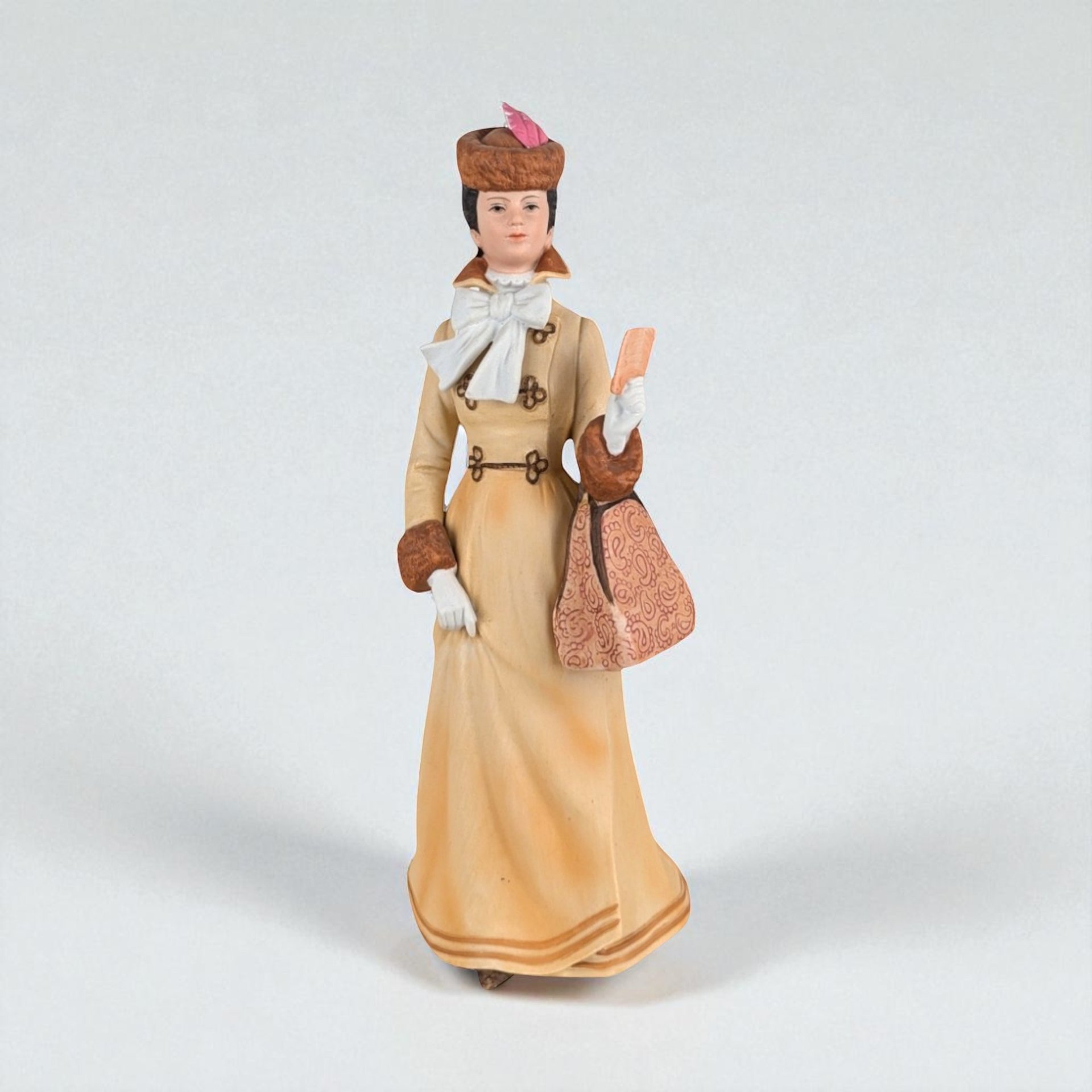 1981 Avon Mrs. Albee Award Figurine, Vintage Avon Collectible, Woman in Orange Dress, Sales Achievement Award, Ceramic Figurine