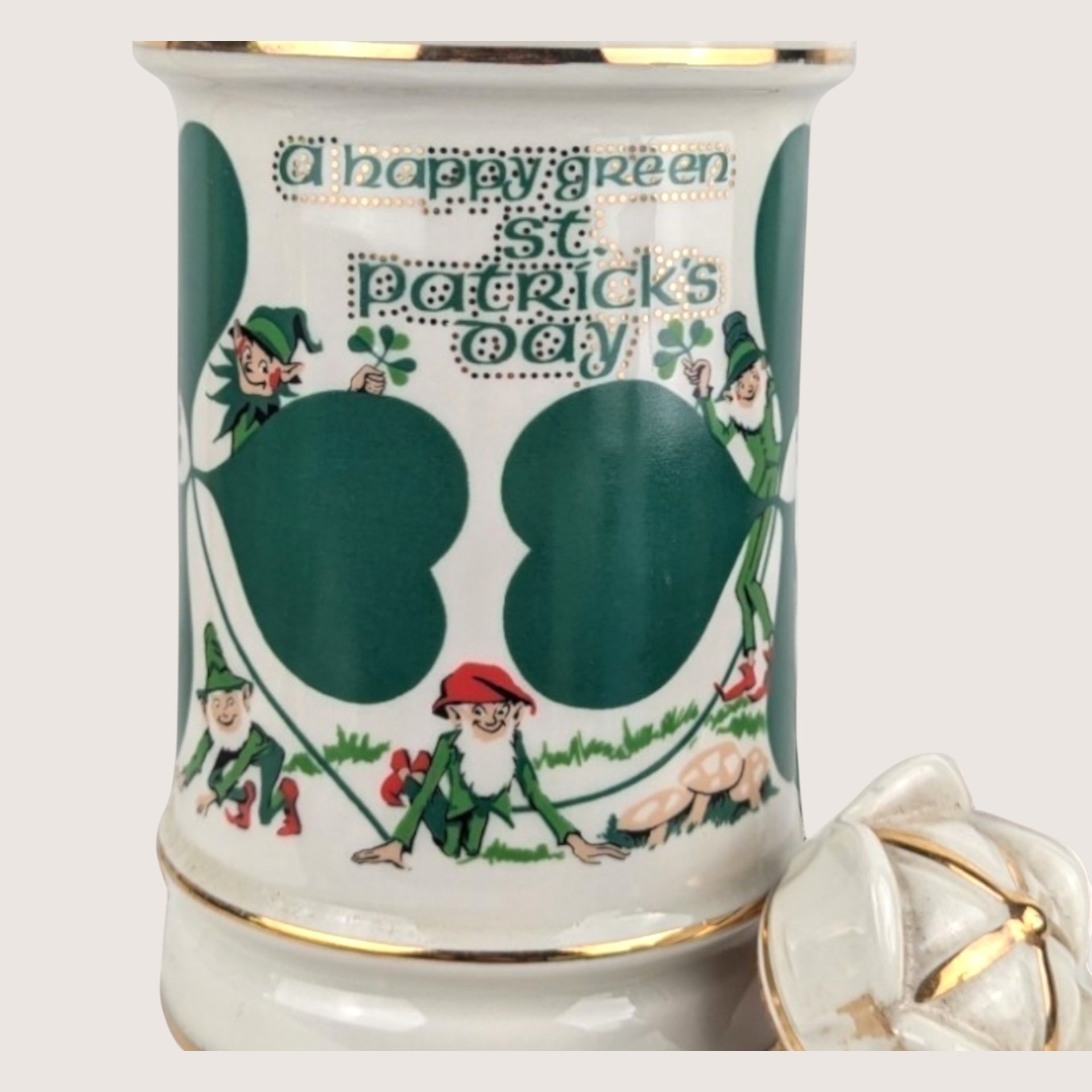 Empty 1980s JP Van Winkle Ceramic Old Commonwealth Flowers of Ireland Decanter