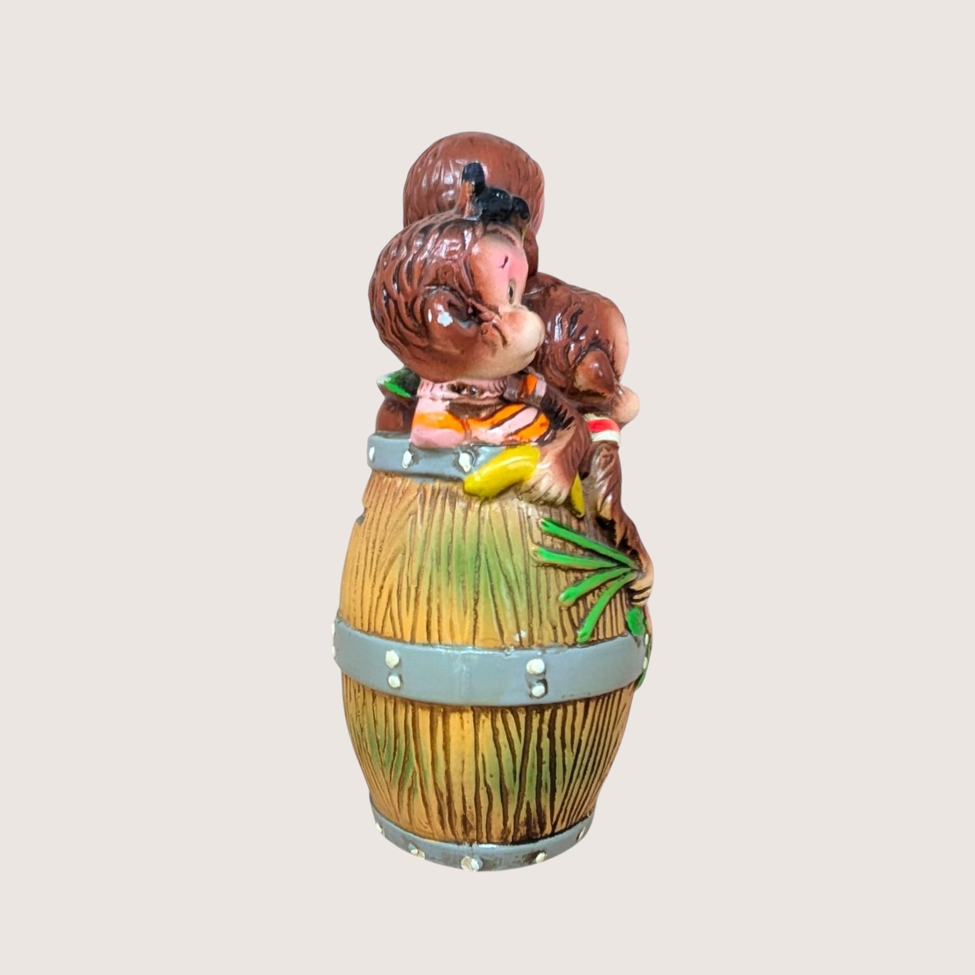 Vintage Barrel of Monkeys Ceramic Bank