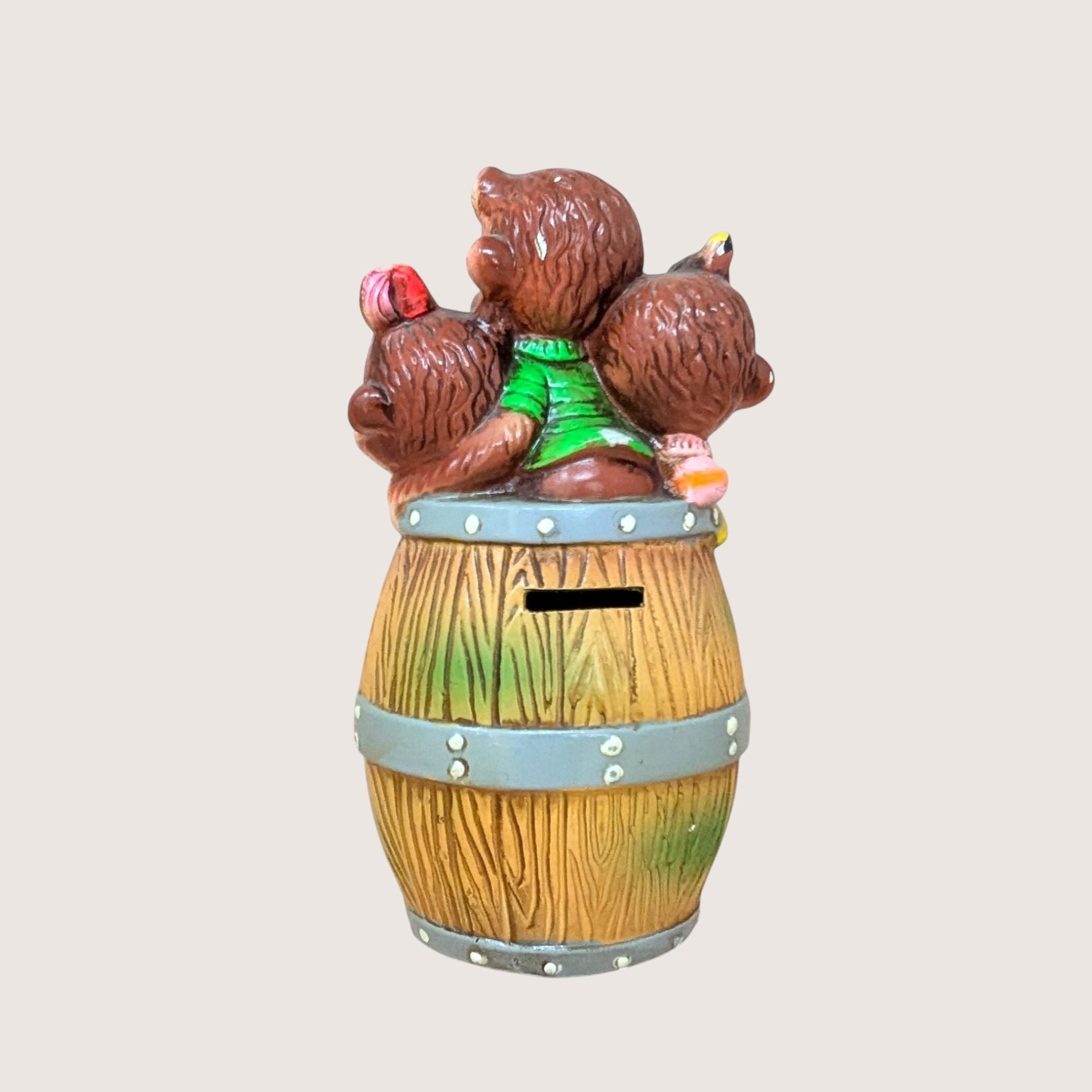 Vintage Barrel of Monkeys Ceramic Bank