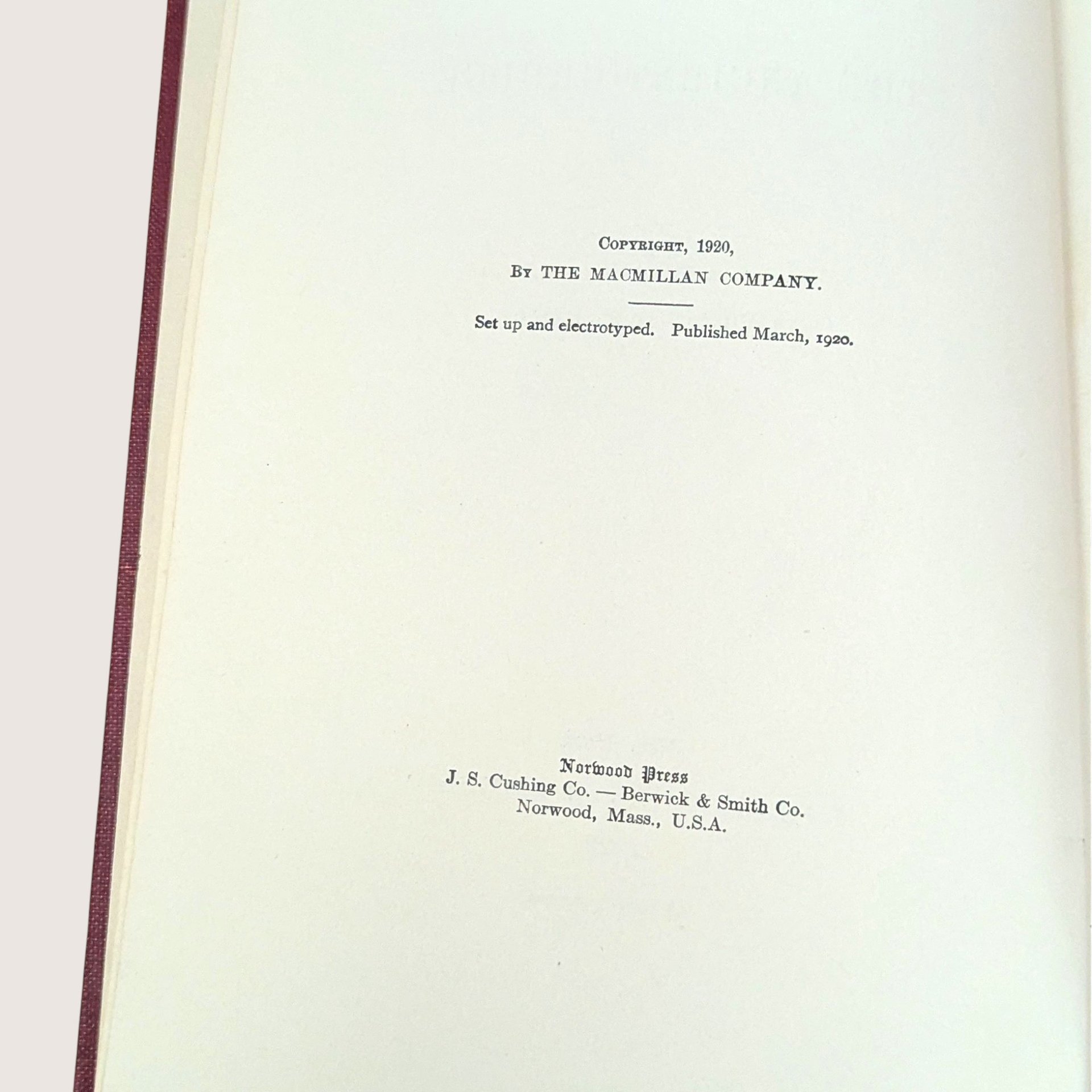 1920 A Straight Deal or The Ancient Grudge by Owen Wister Hardcover Book.
