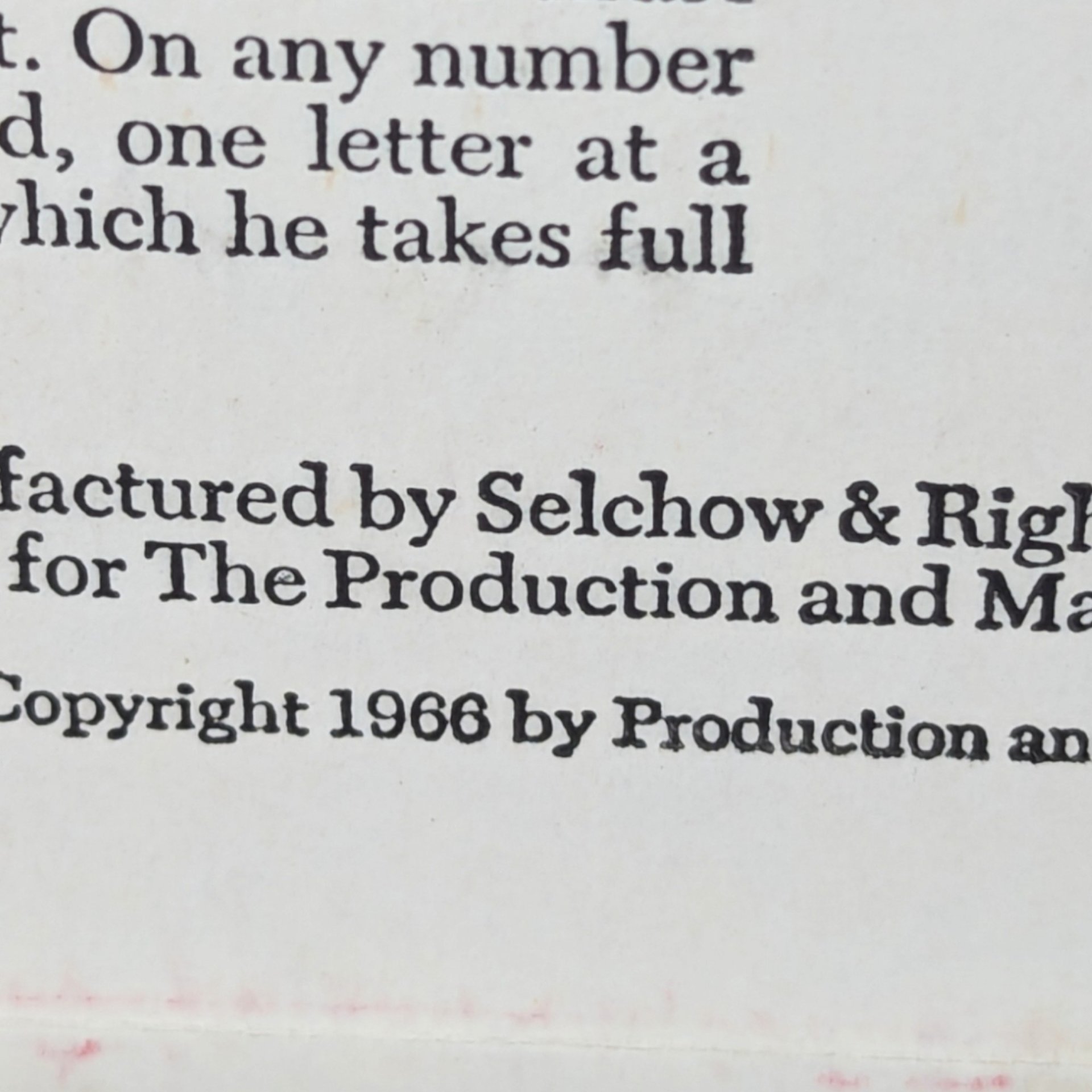1966 Selchow Righter Scrabble RSVP Three Dimensional Crossword Game 