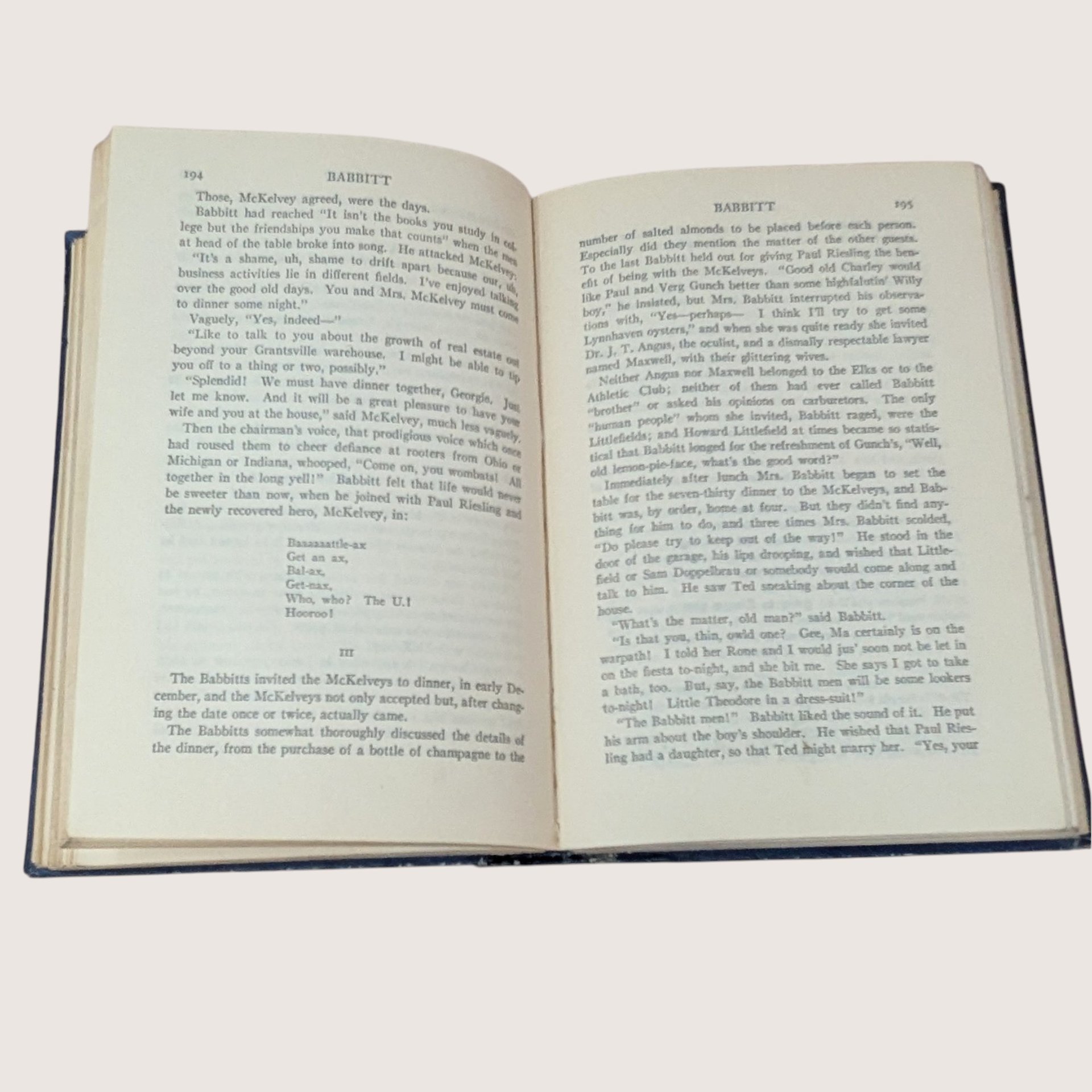 1922 Babbitt Sinclair Lewis Hardcover Book