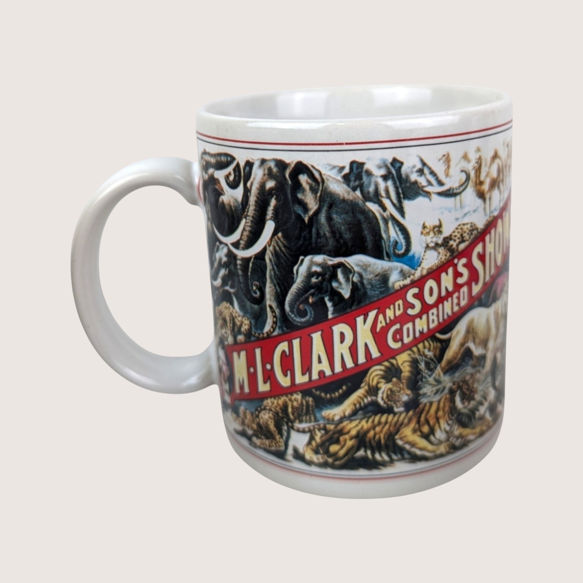 1980s Flambro Ceramic Circus Poster Mugs Set