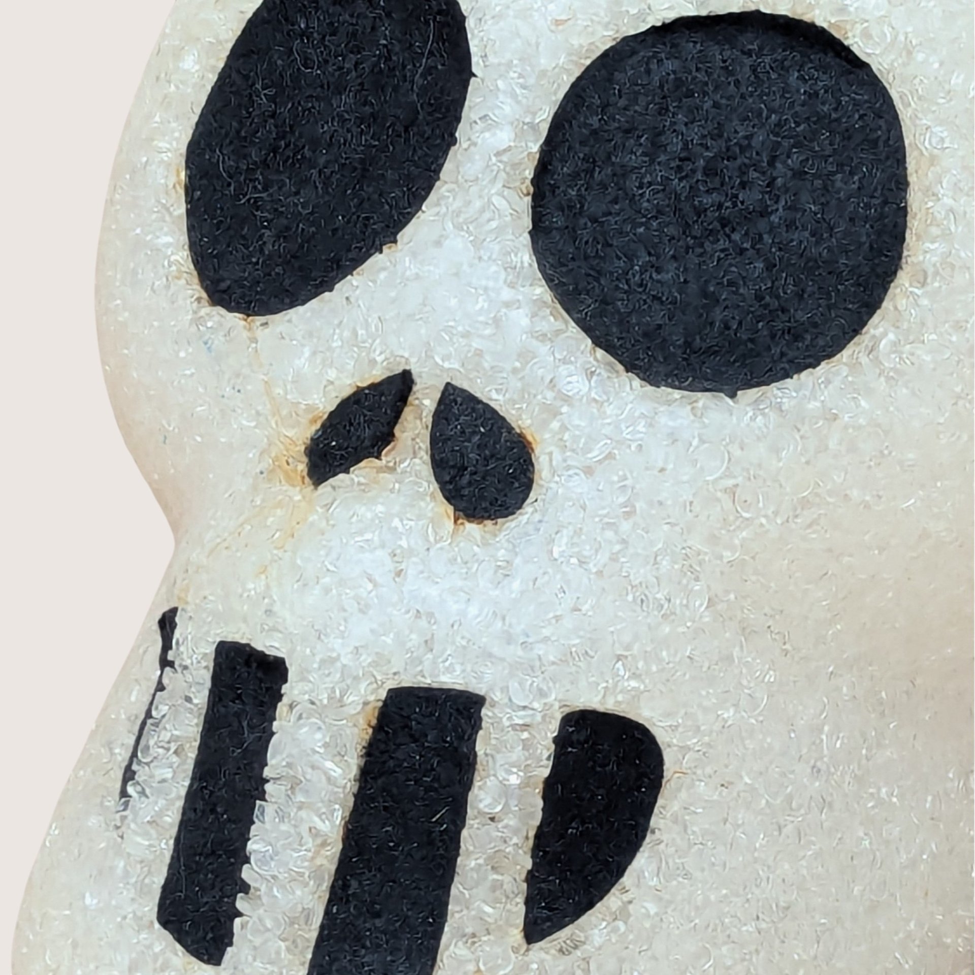 1970s Melted Plastic Popcorn Halloween Skull Light Up Decoration