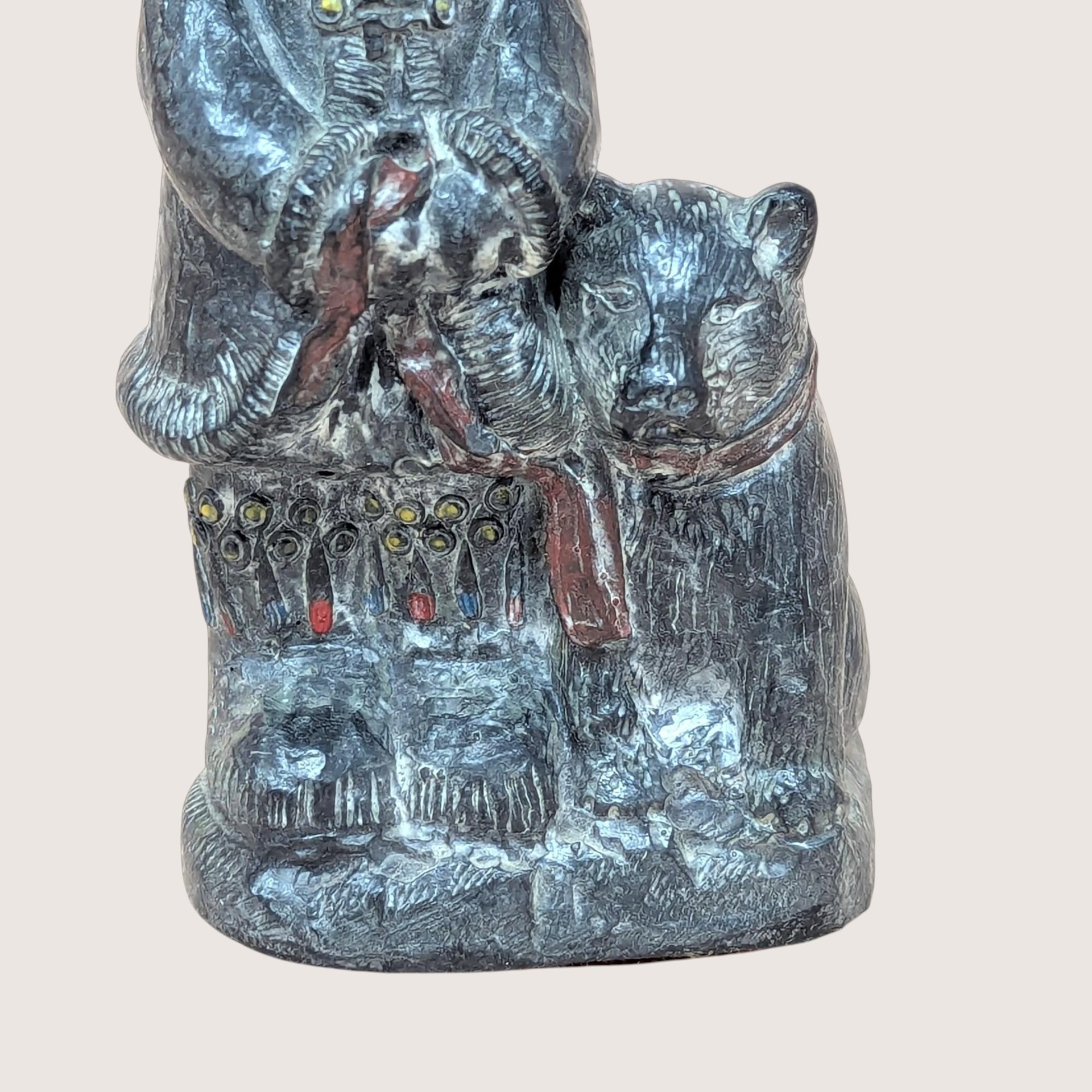 1970s Wolf Sculpture Original Eskimo Child and Dog Figurine
