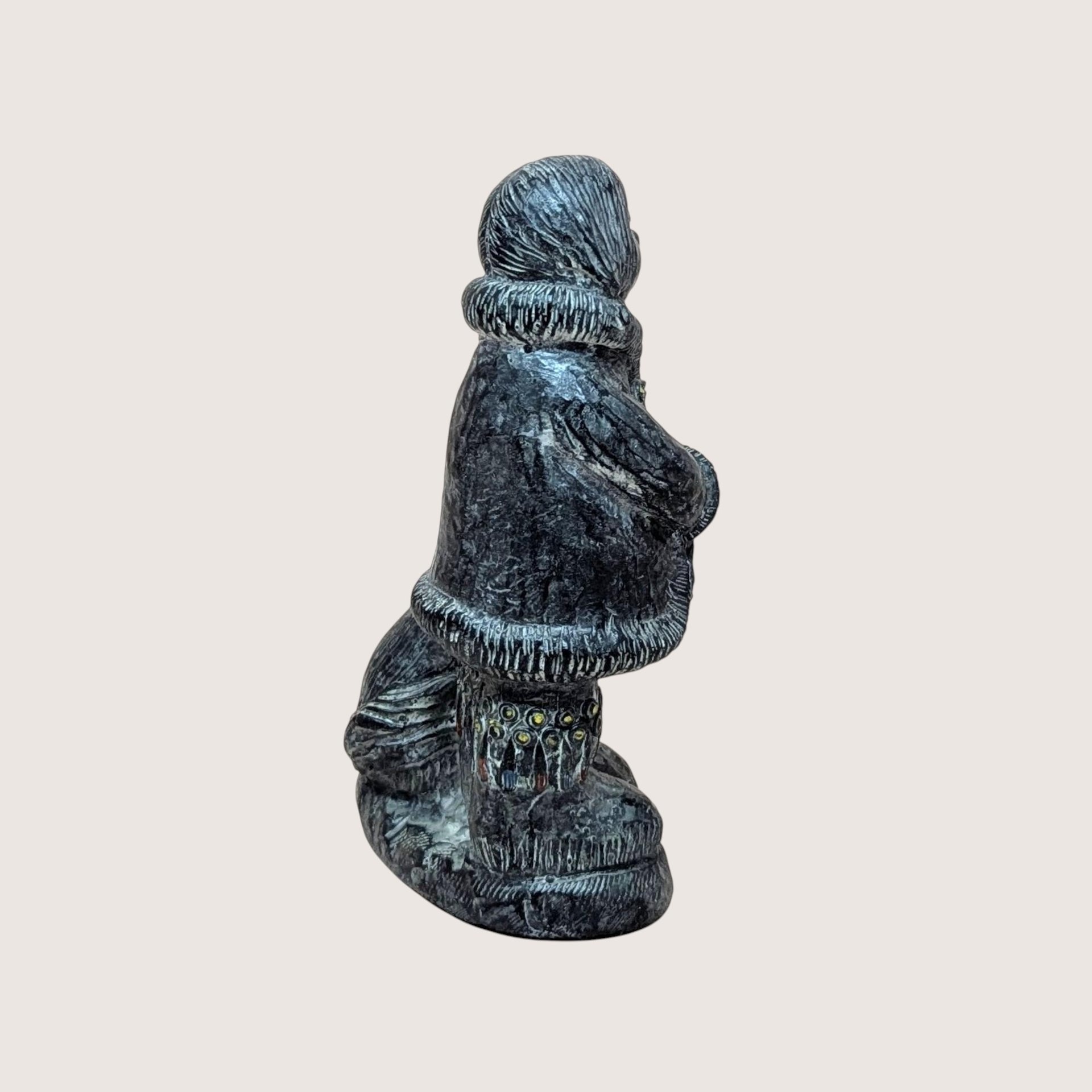 1970s Wolf Sculpture Original Eskimo Child and Dog Figurine