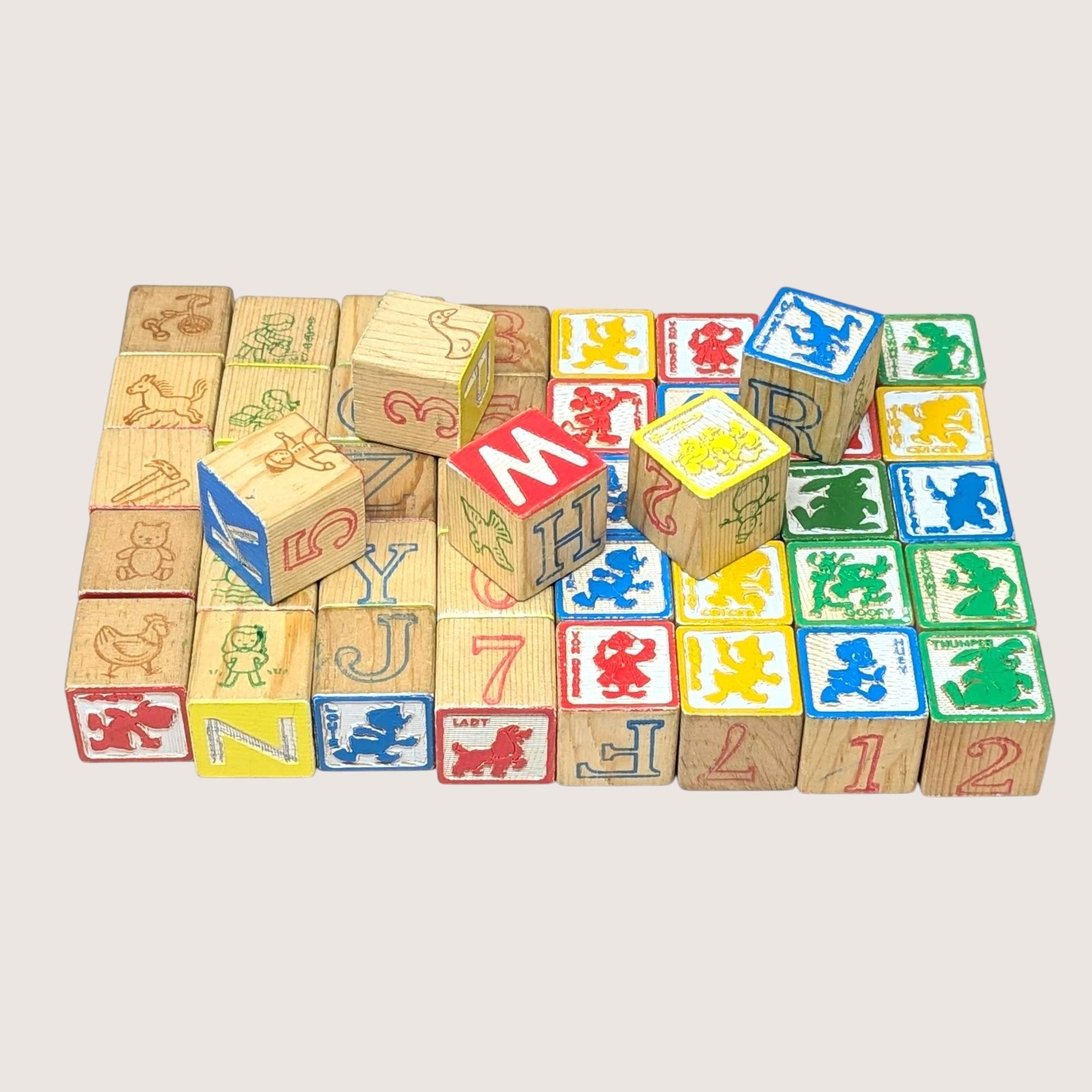 1970 Playskool Disney Wood Safety Blocks