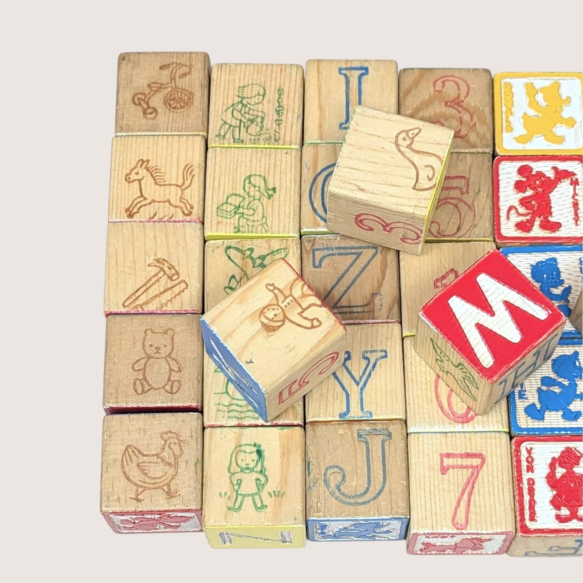 1970 Playskool Disney Wood Safety Blocks