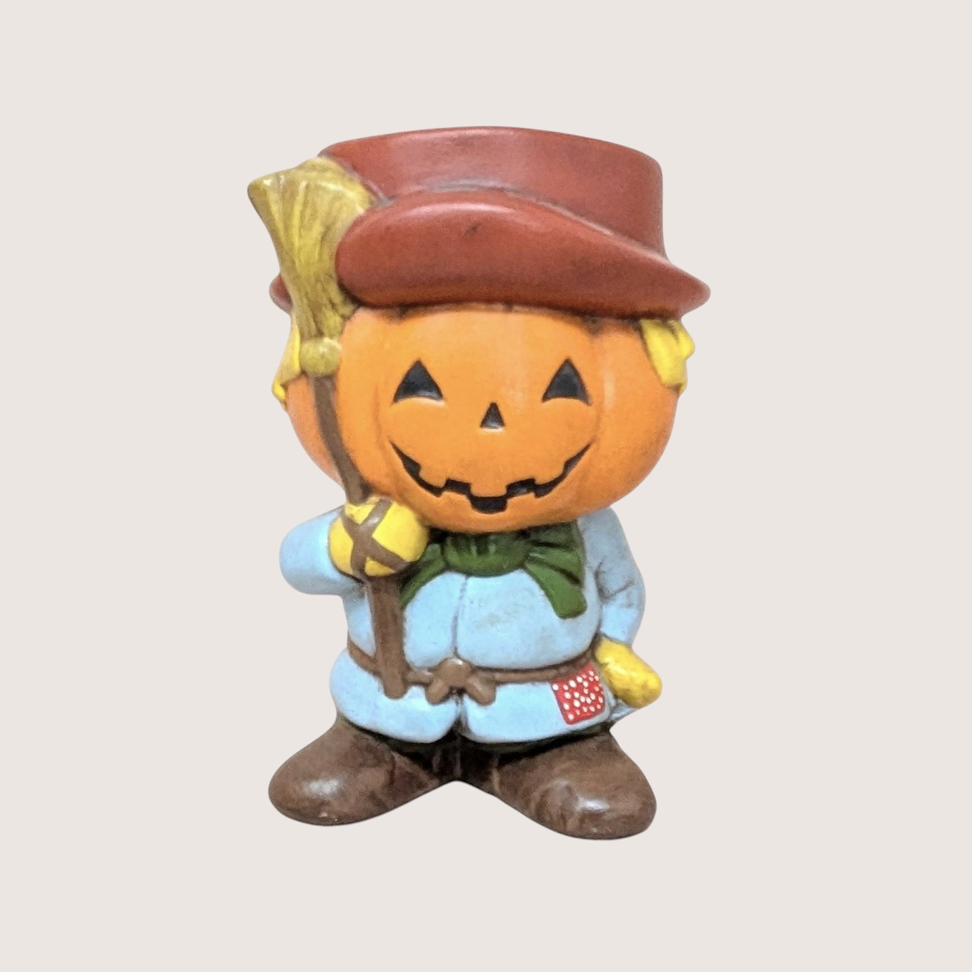 1970s Halloween Ceramic Scarecrow and Jack O Lantern Figurines