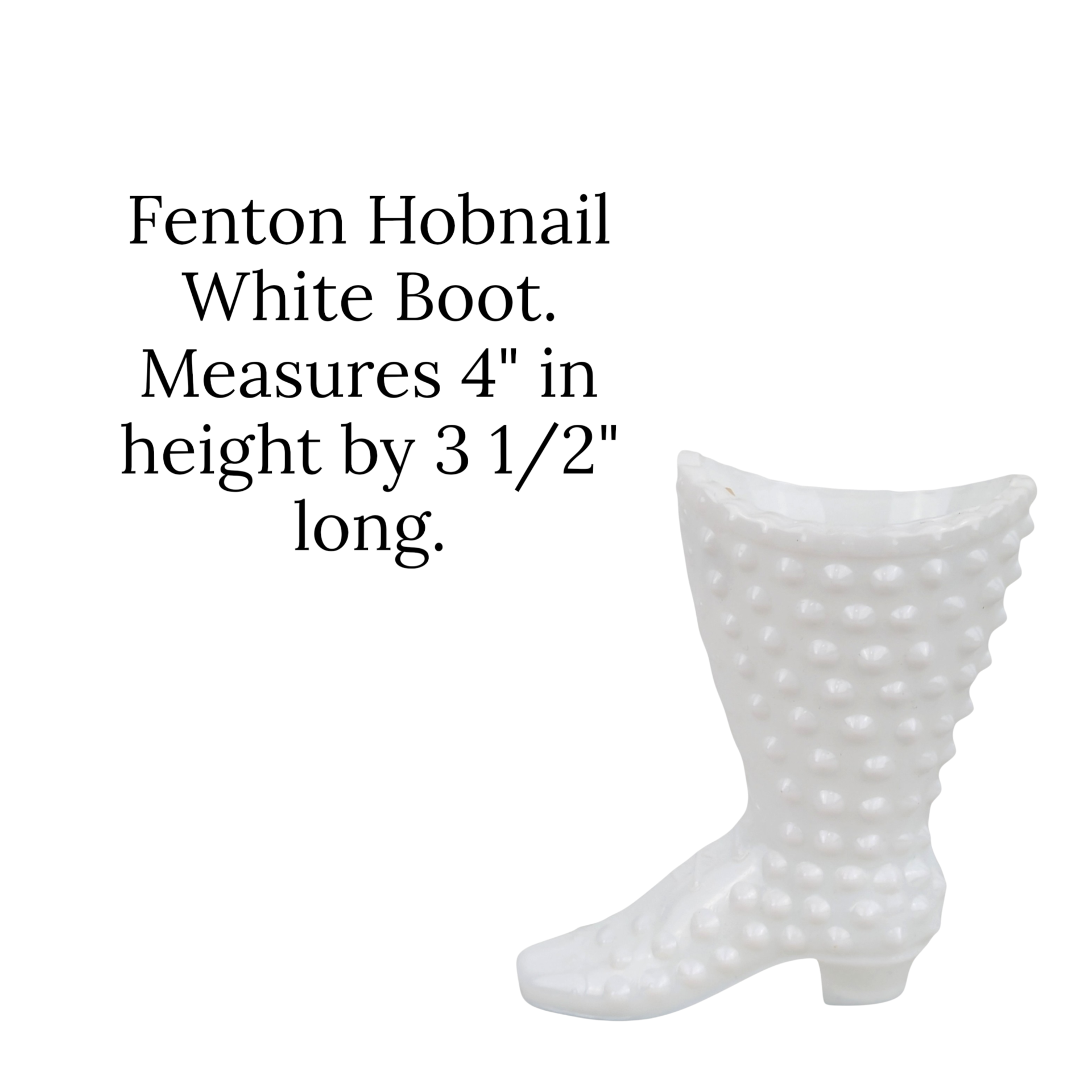 Fenton Hobnail White Milk Glass Boot Figurine