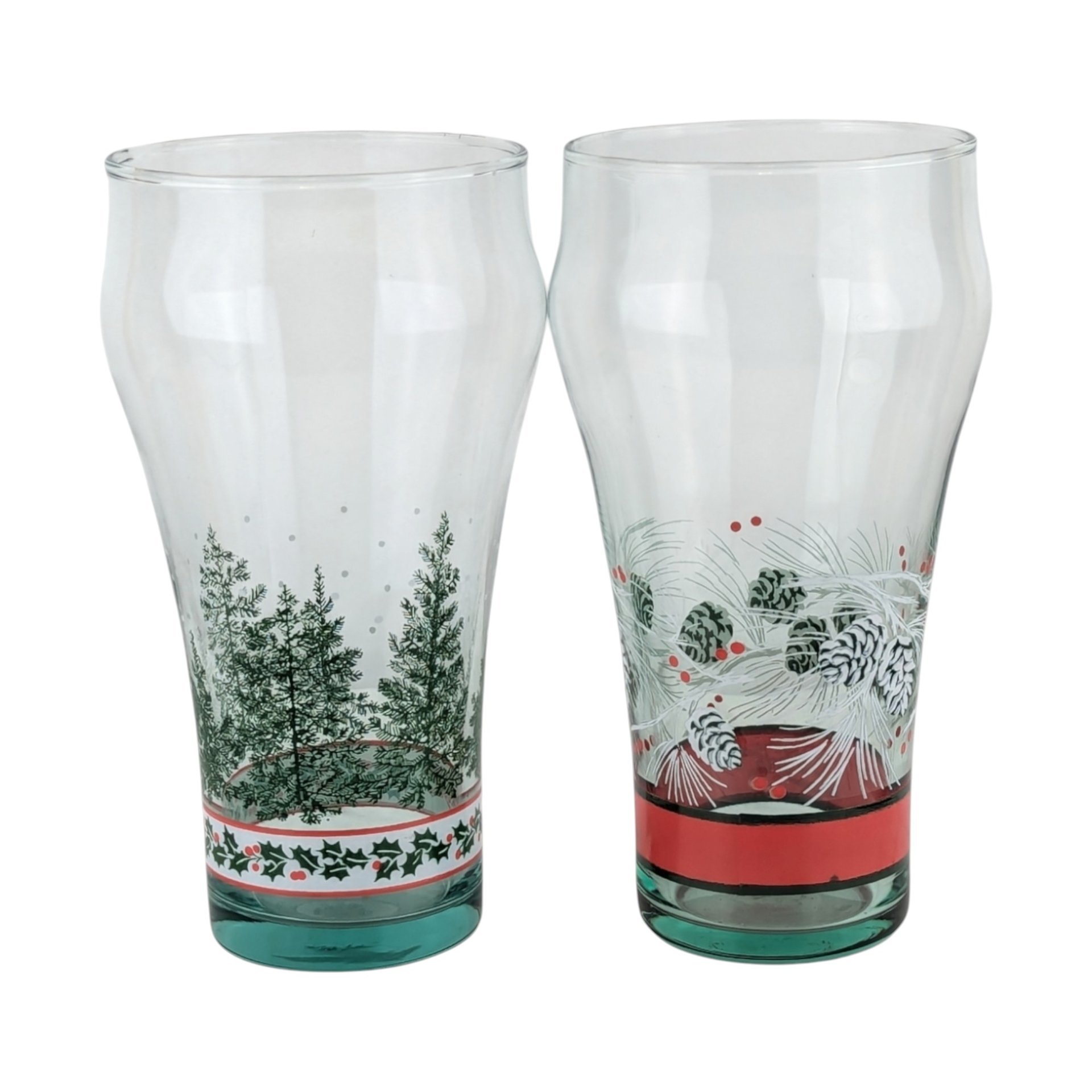 Set of 4 Vintage Coca-Cola Pine Cone and Tree Glasses