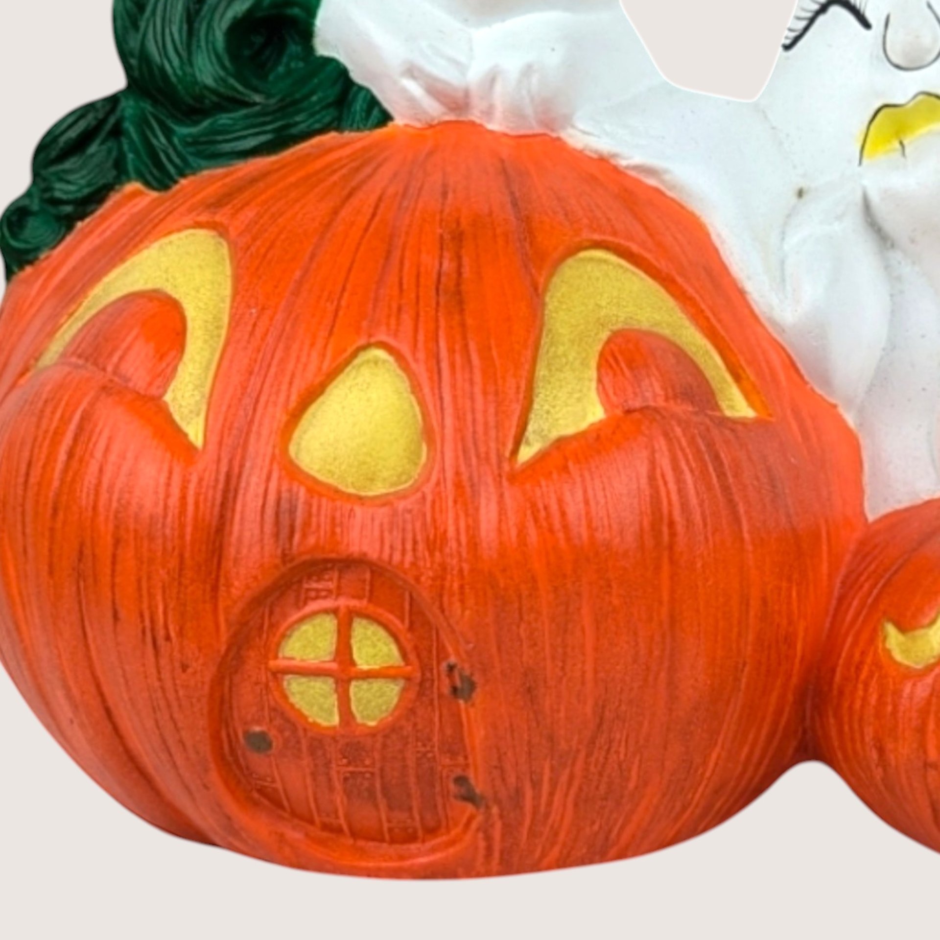 Vintage Halloween Ceramic Ghost and Pumpkin Figurine