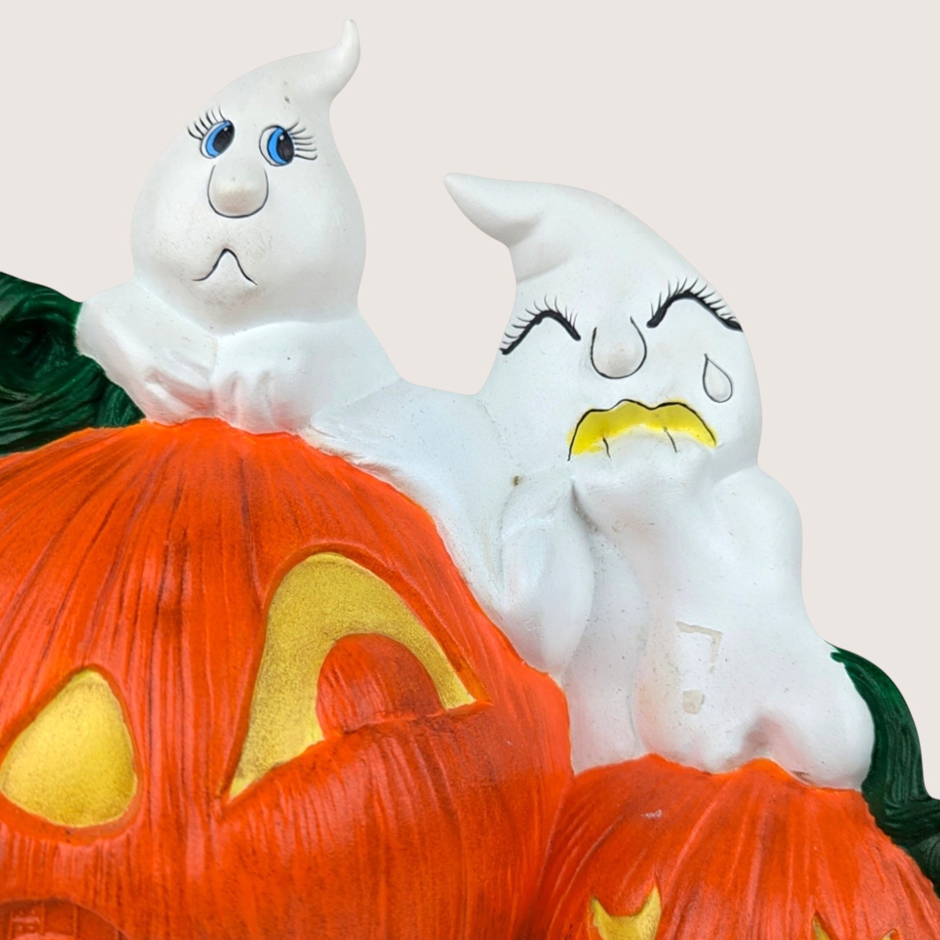 Vintage Halloween Ceramic Ghost and Pumpkin Figurine