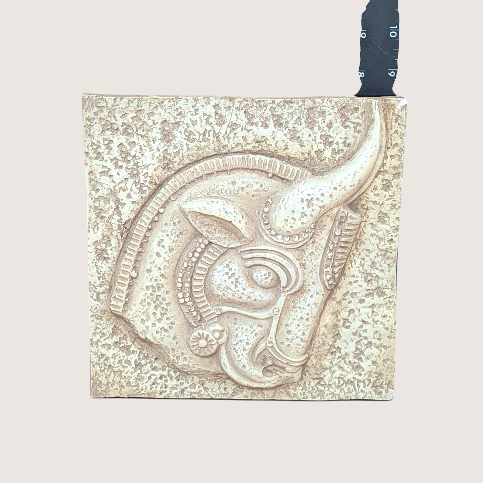 1960s Z. Danjell Greek Wall Art: Horse & Bull Plaster Pair