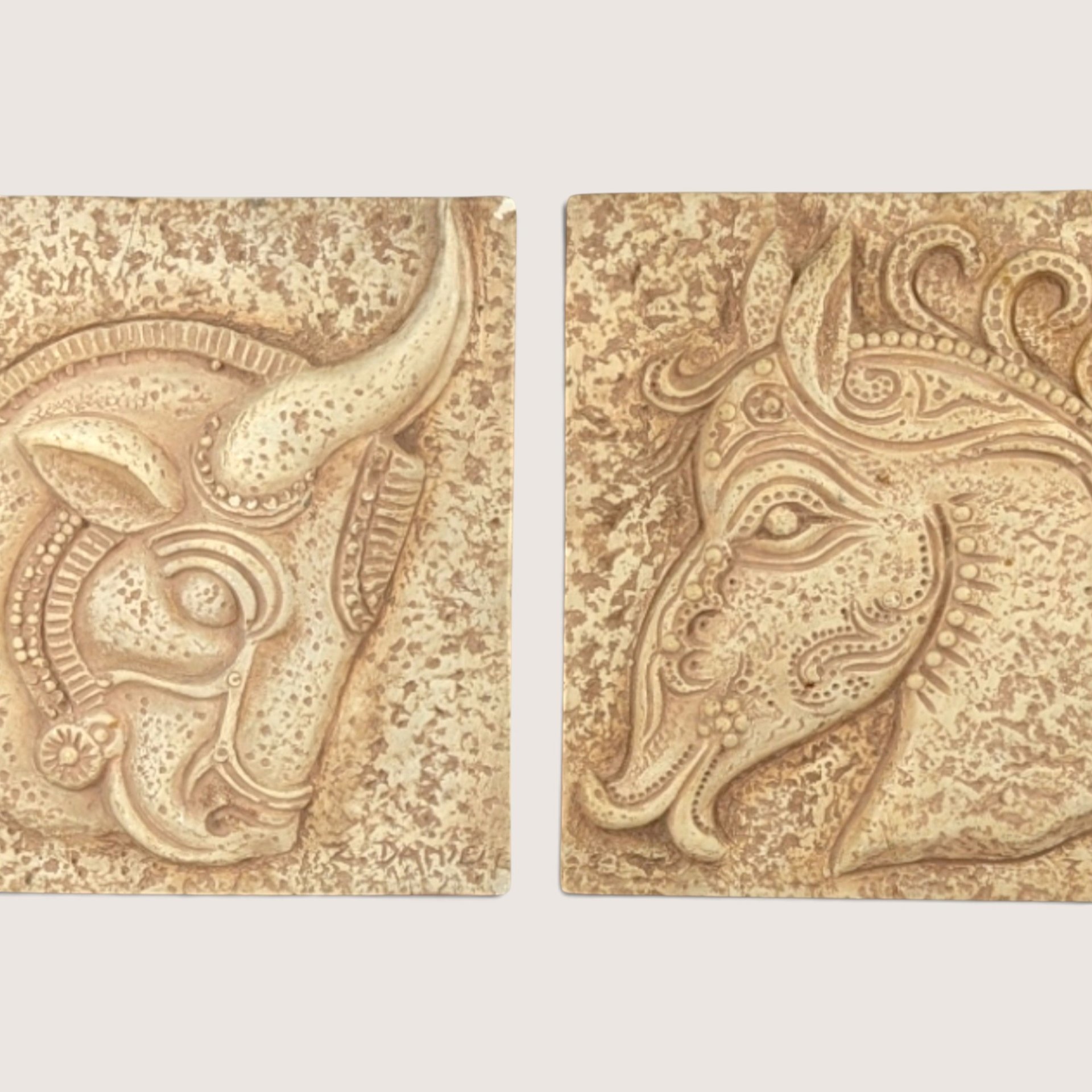 1960s Z Danjell Creations Greek Wall Art Plaques Pair