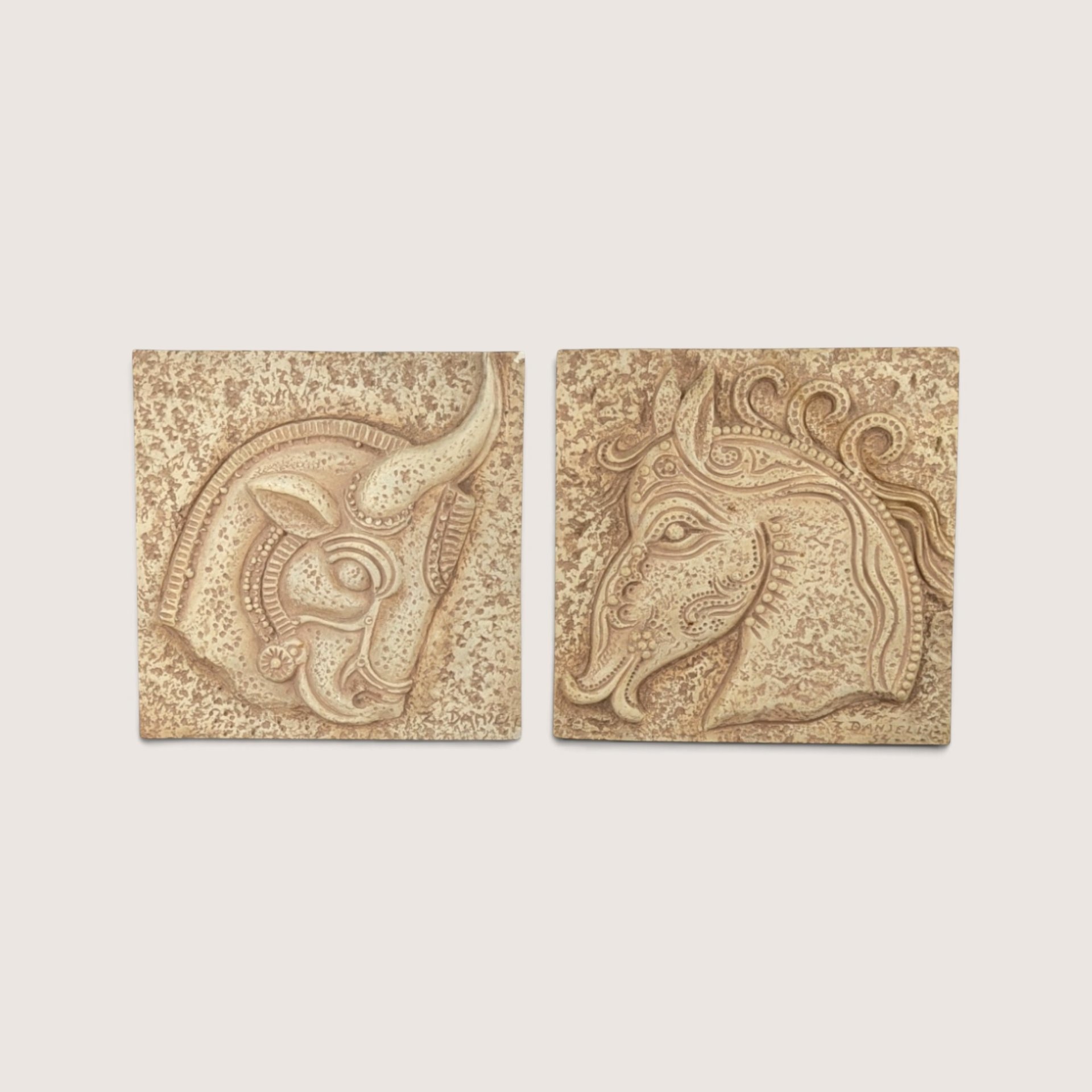 1960s Z Danjell Creations Greek Wall Art Plaques Pair