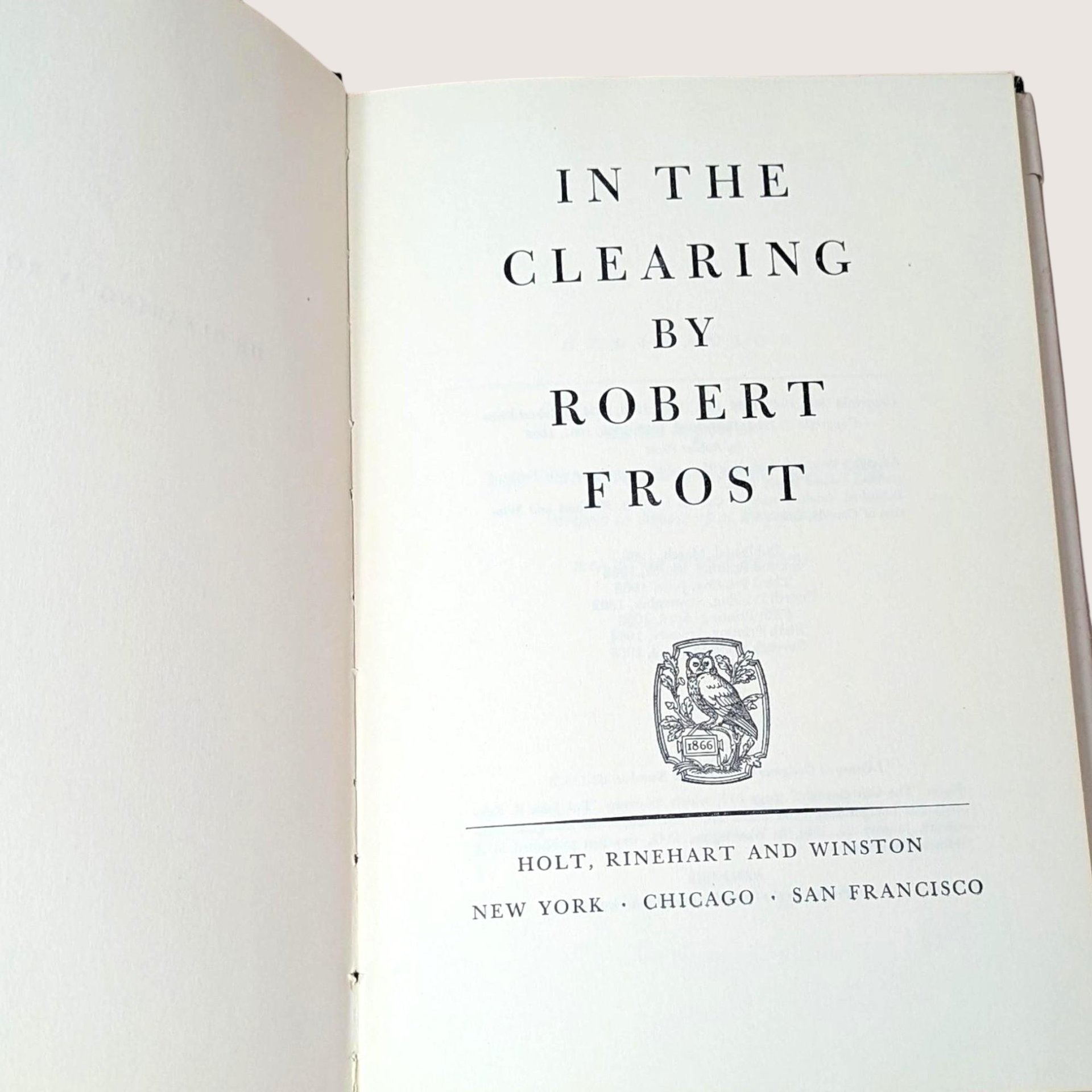 1962 In the Clearing by Robert Frost