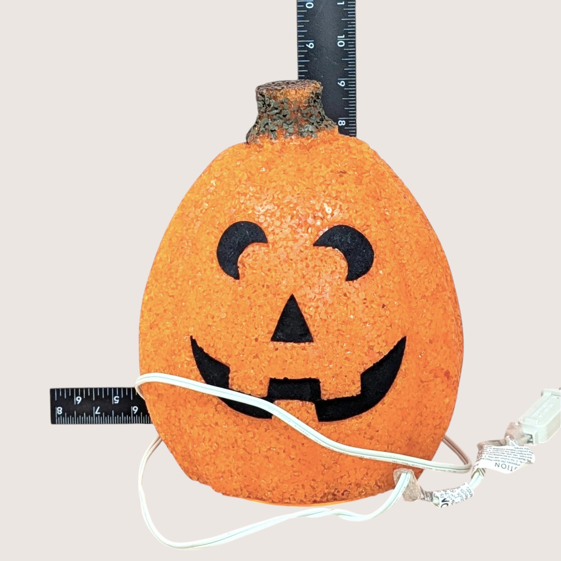1990s Vintage Popcorn Melted Plastic Jack O'Lantern Light