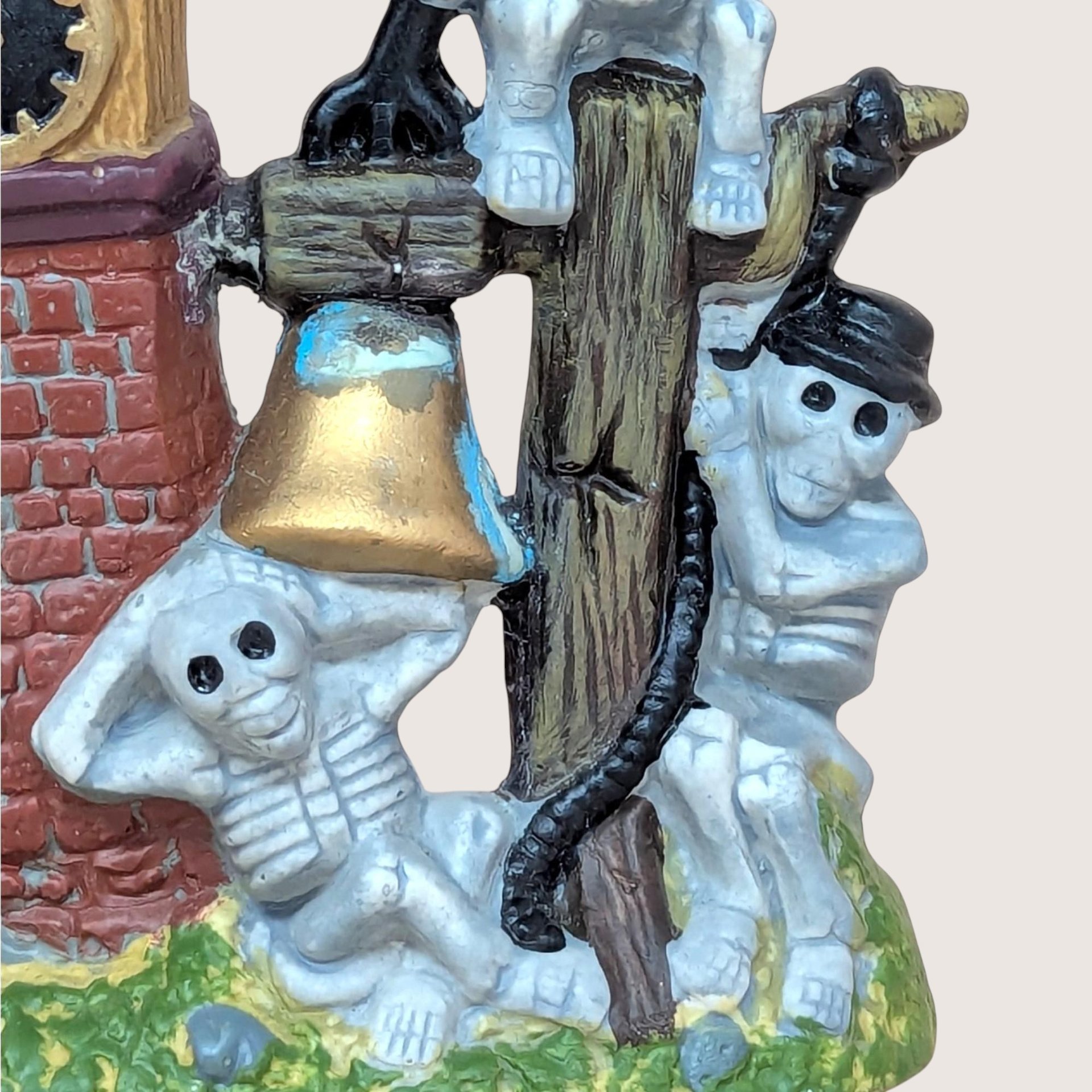 1990s Vintage Halloween Skeleton Clock Village Piece