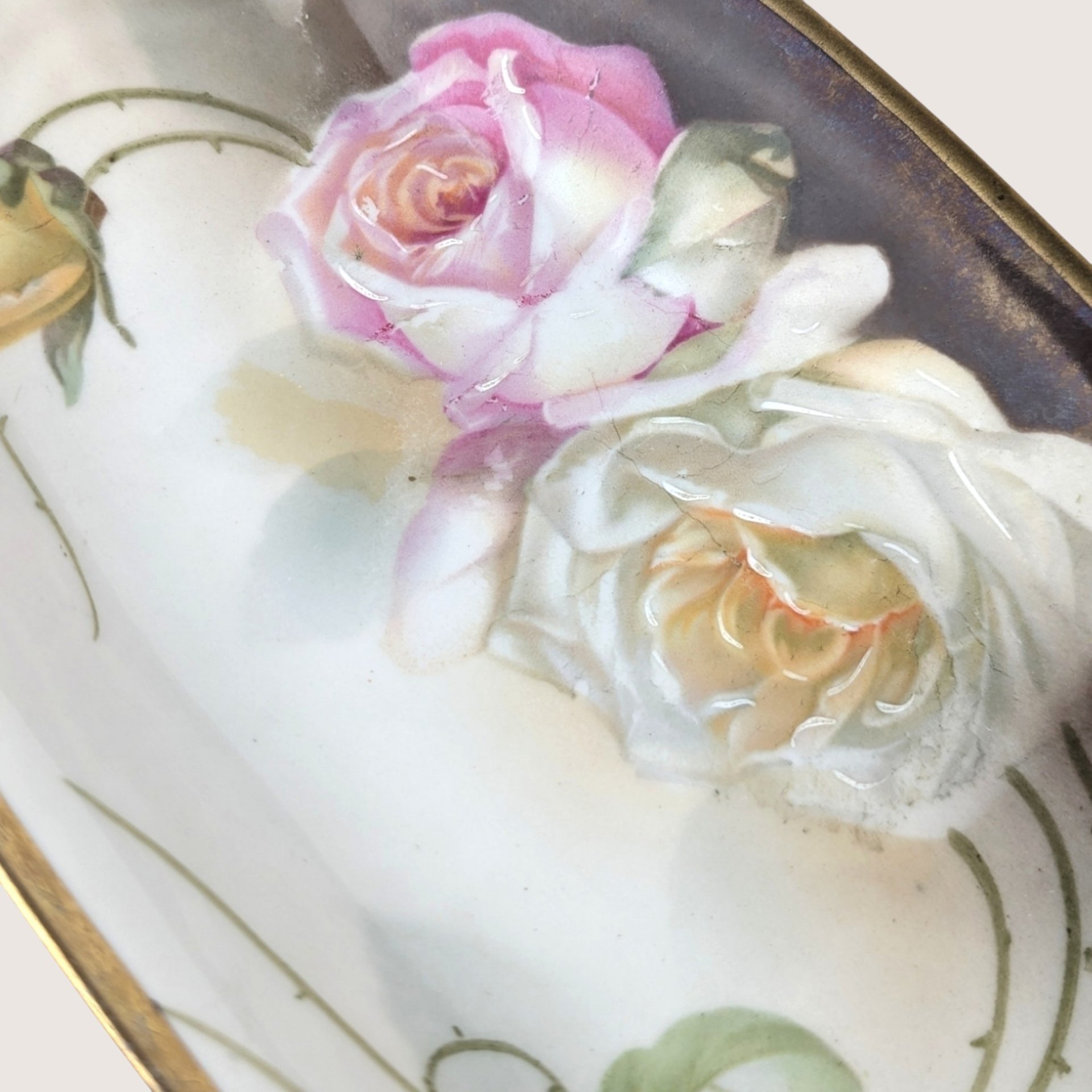 Antique Suhl Germany Porcelain Floral Celery Tray